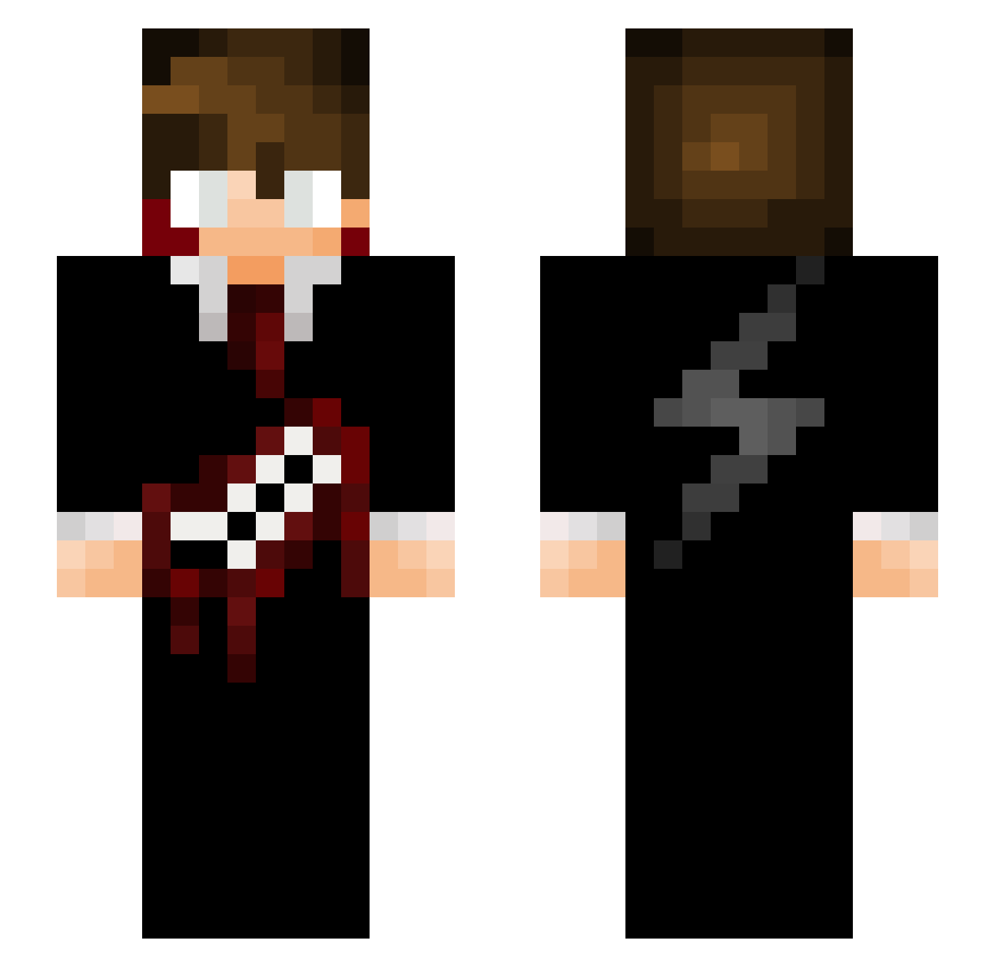 ElectroTimeStop Minecraft skin, front and back view