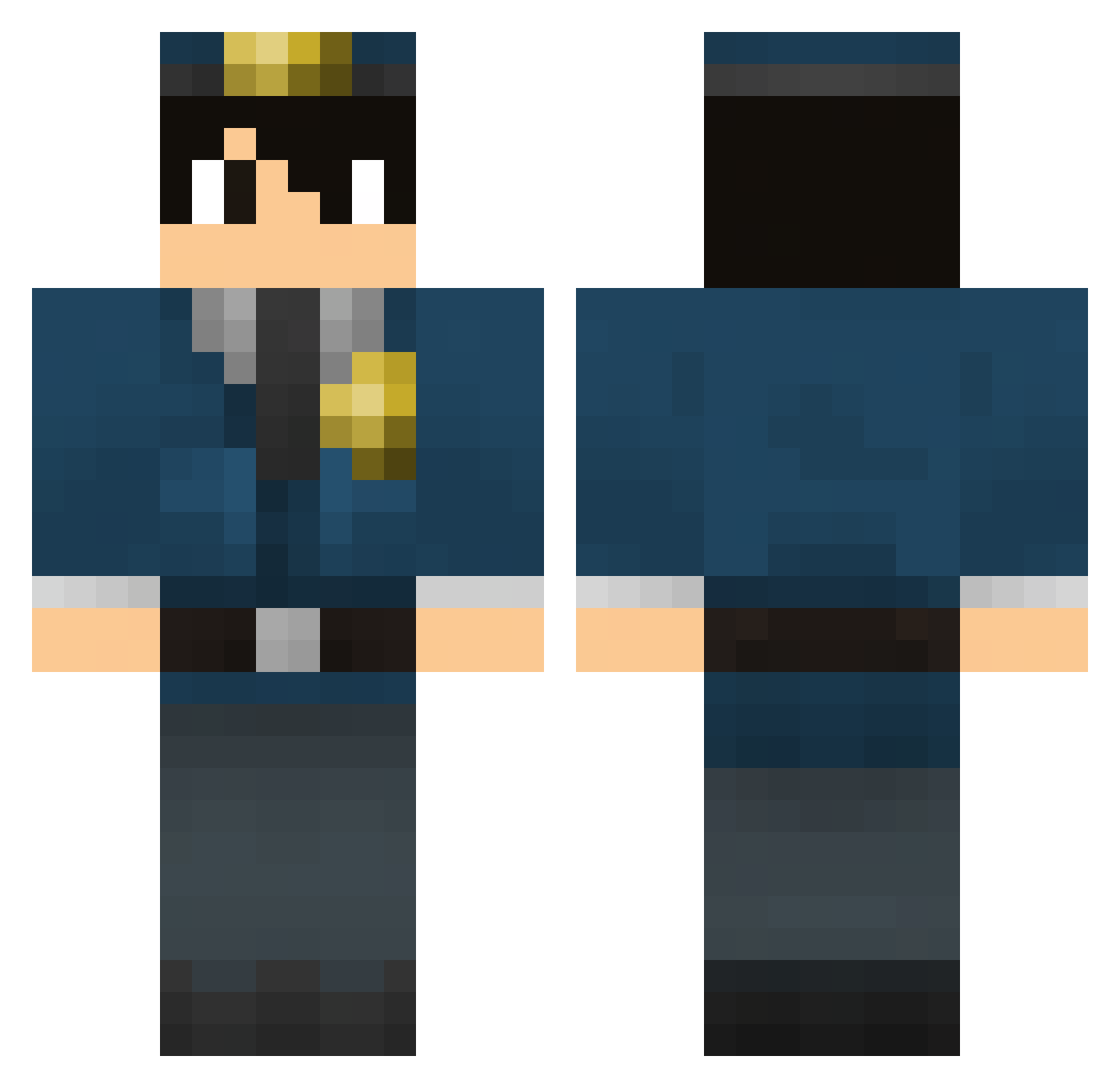 NoirPeon Minecraft skin, front and back view