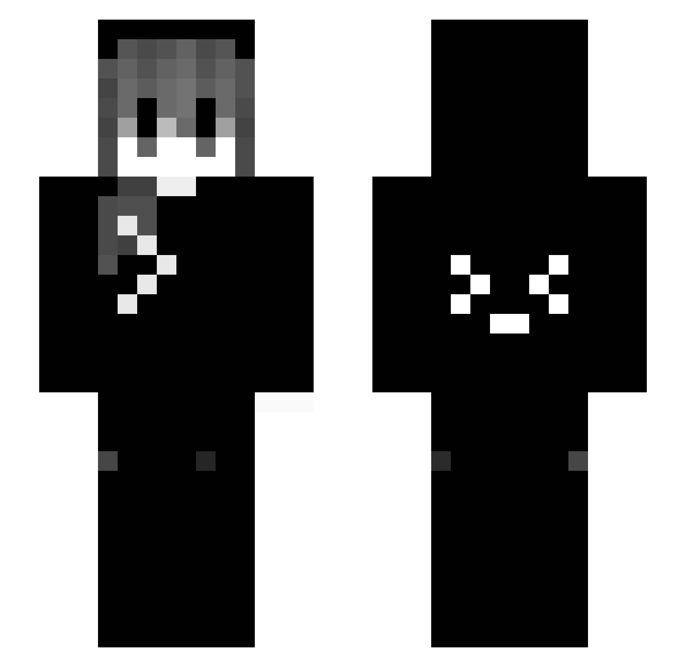 h3R3QVO Minecraft skin, front and back view