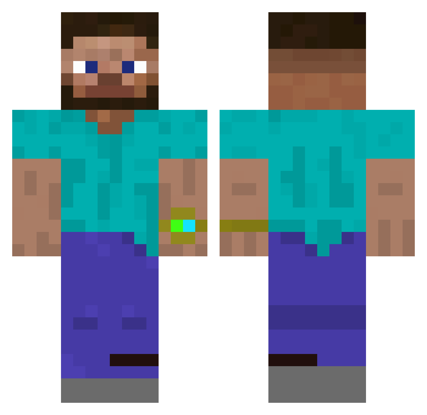 Sefox_ Minecraft skin, front and back view