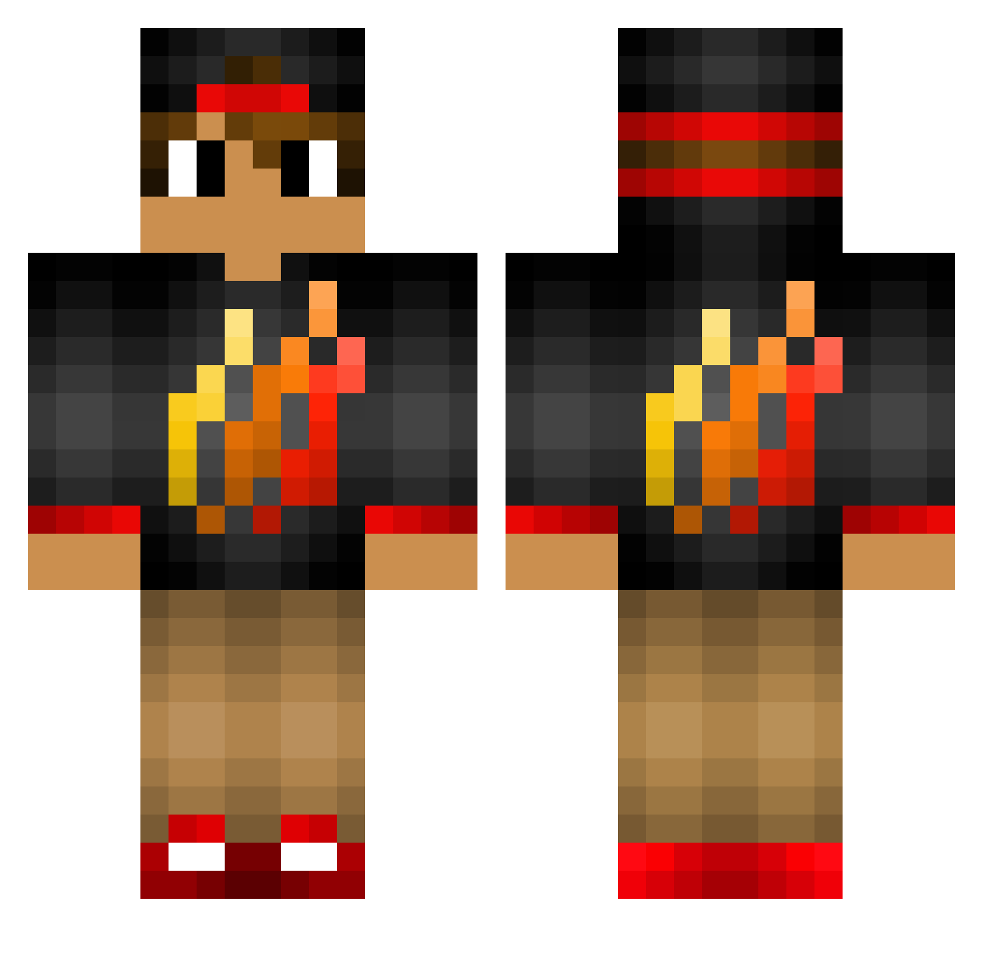 Zusher Minecraft skin, front and back view