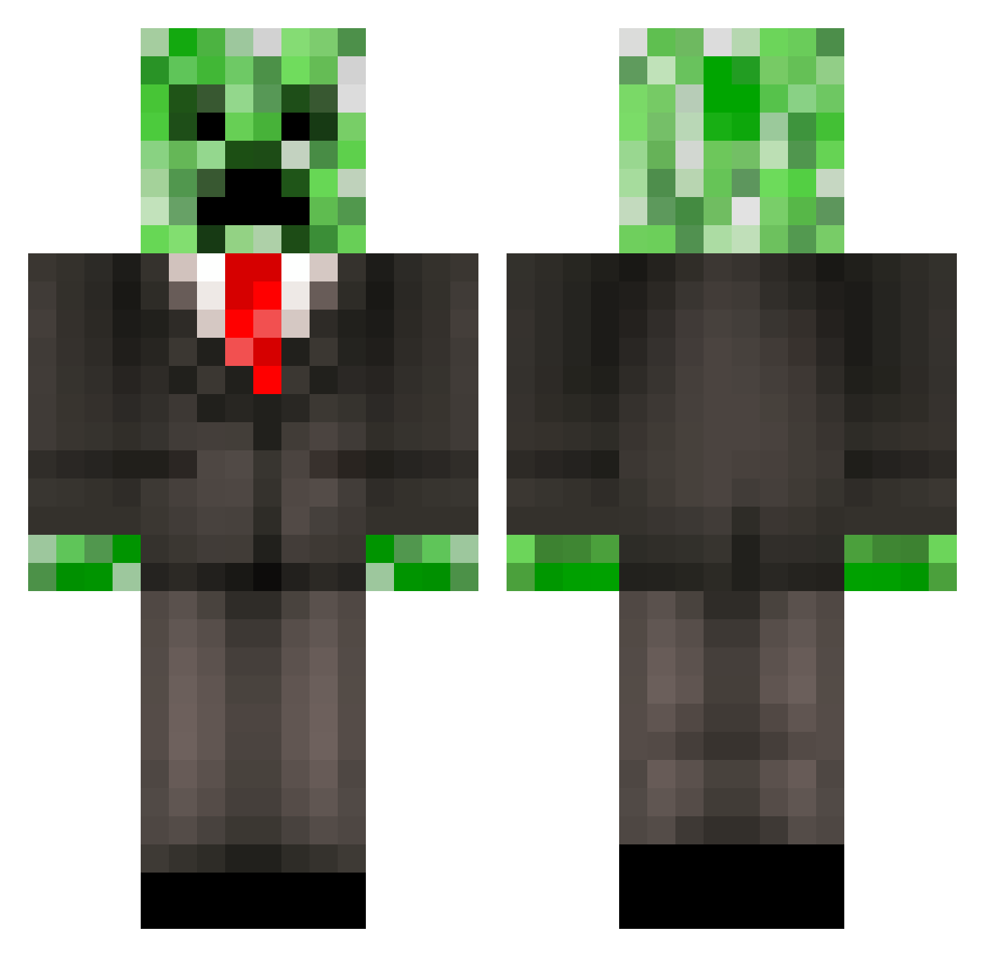 ZyzzisKing Minecraft skin, front and back view