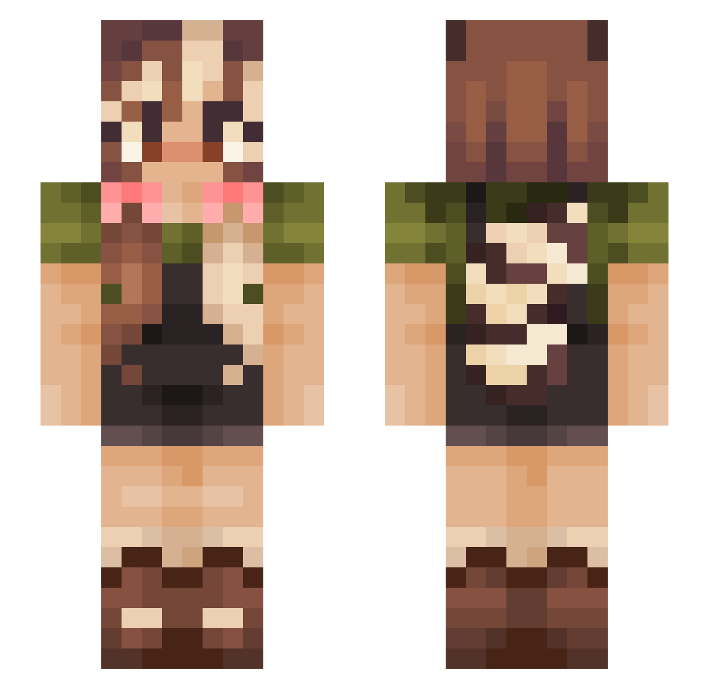 LilSnackyRaccoon Minecraft skin, front and back view
