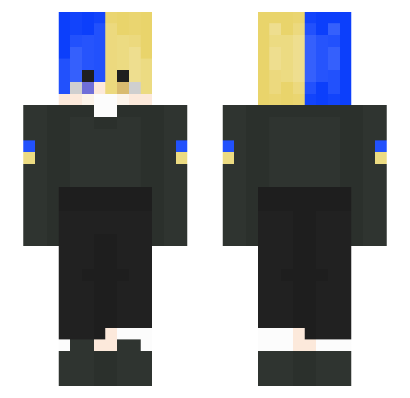 Rezquer Minecraft skin, front and back view