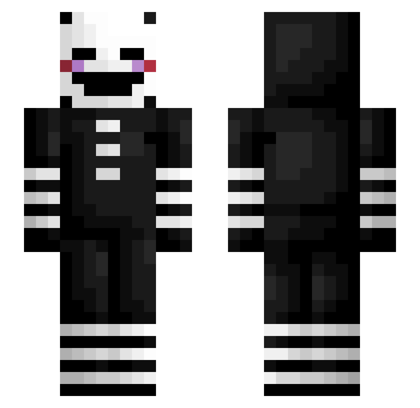 Dystilled Minecraft skin, front and back view