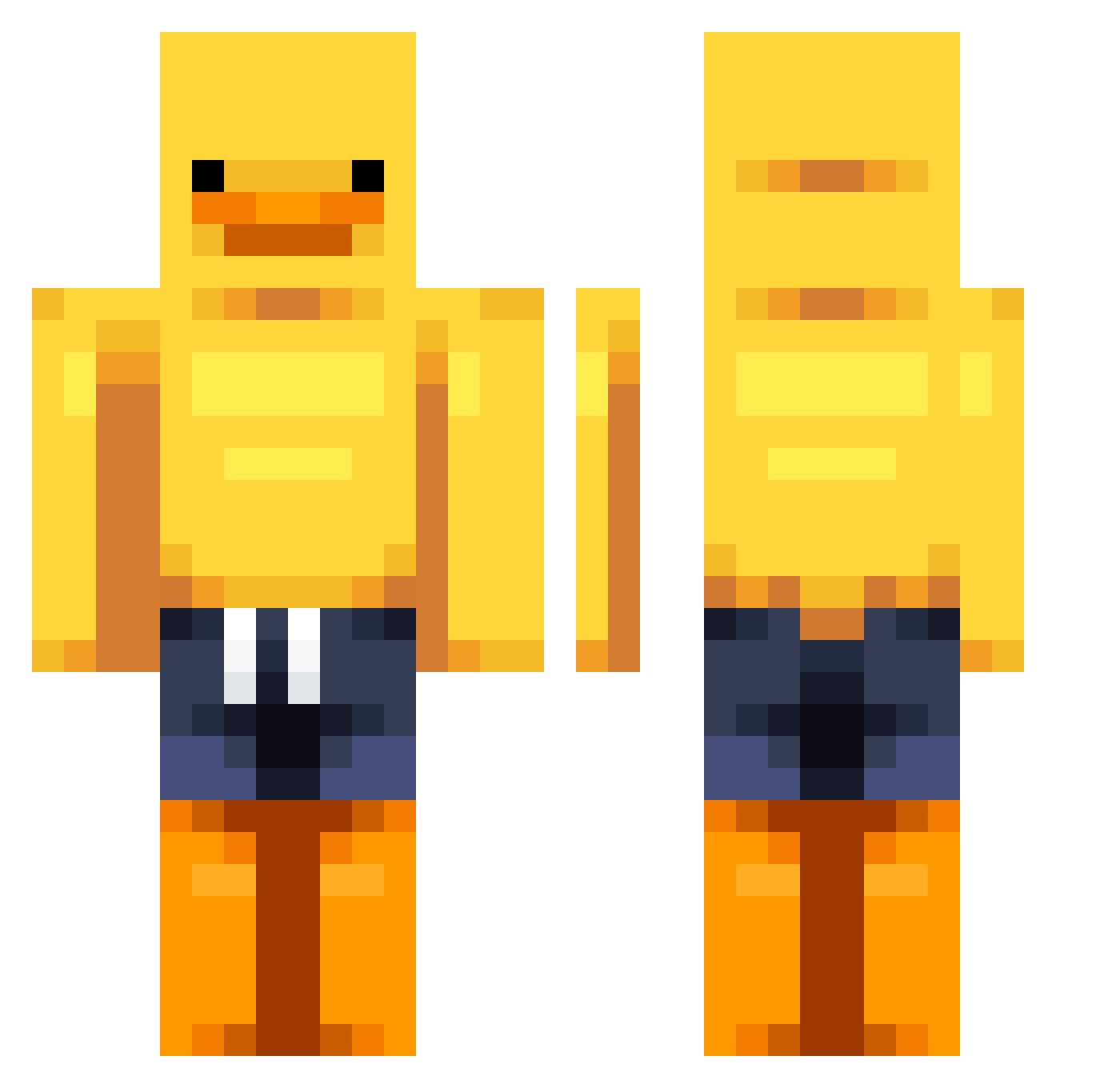 sqdDits Minecraft skin, front and back view