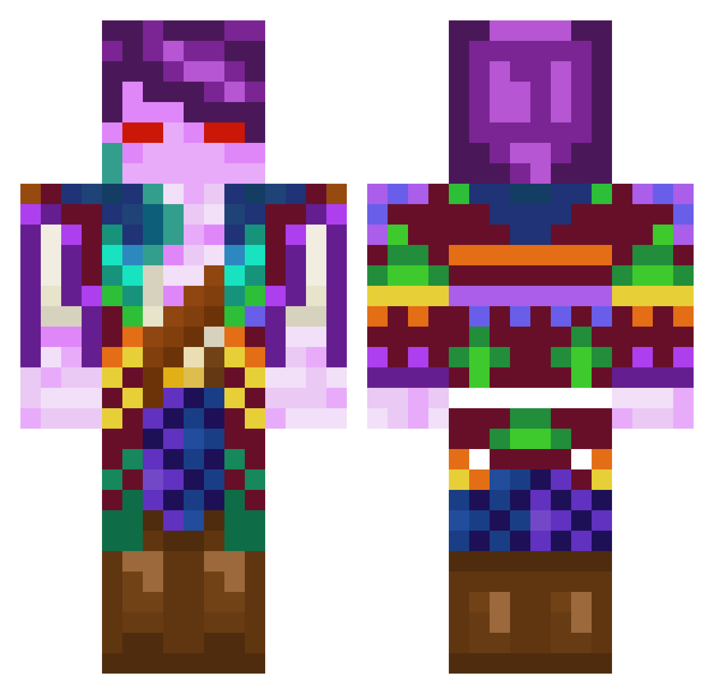 TearyEyedPhoenix Minecraft skin, front and back view