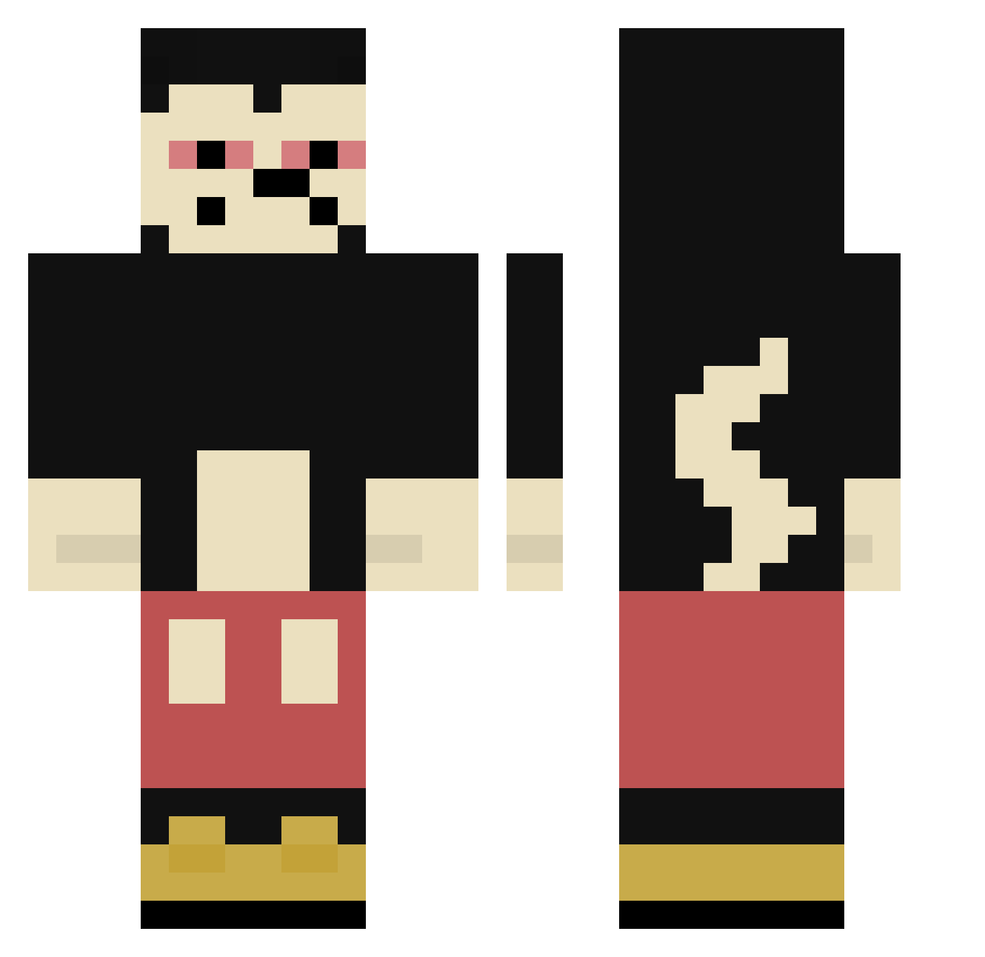 Nillsson Minecraft skin, front and back view