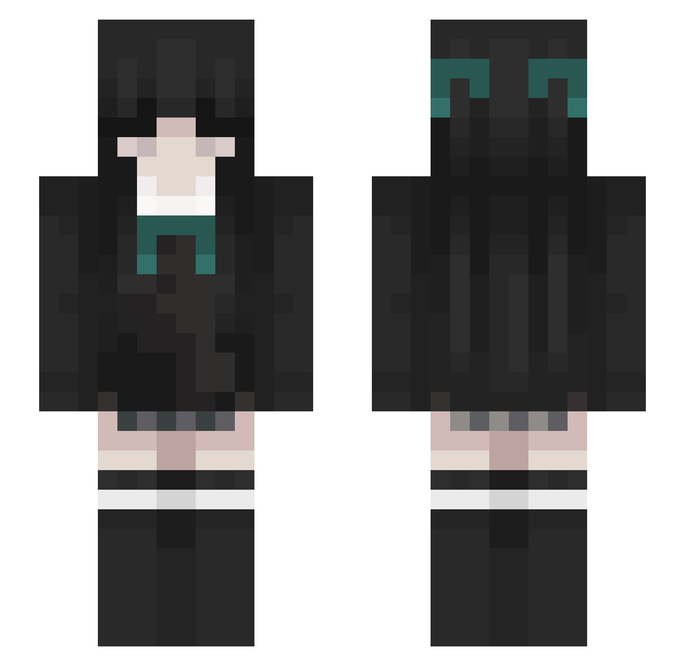 vhzp Minecraft skin, front and back view