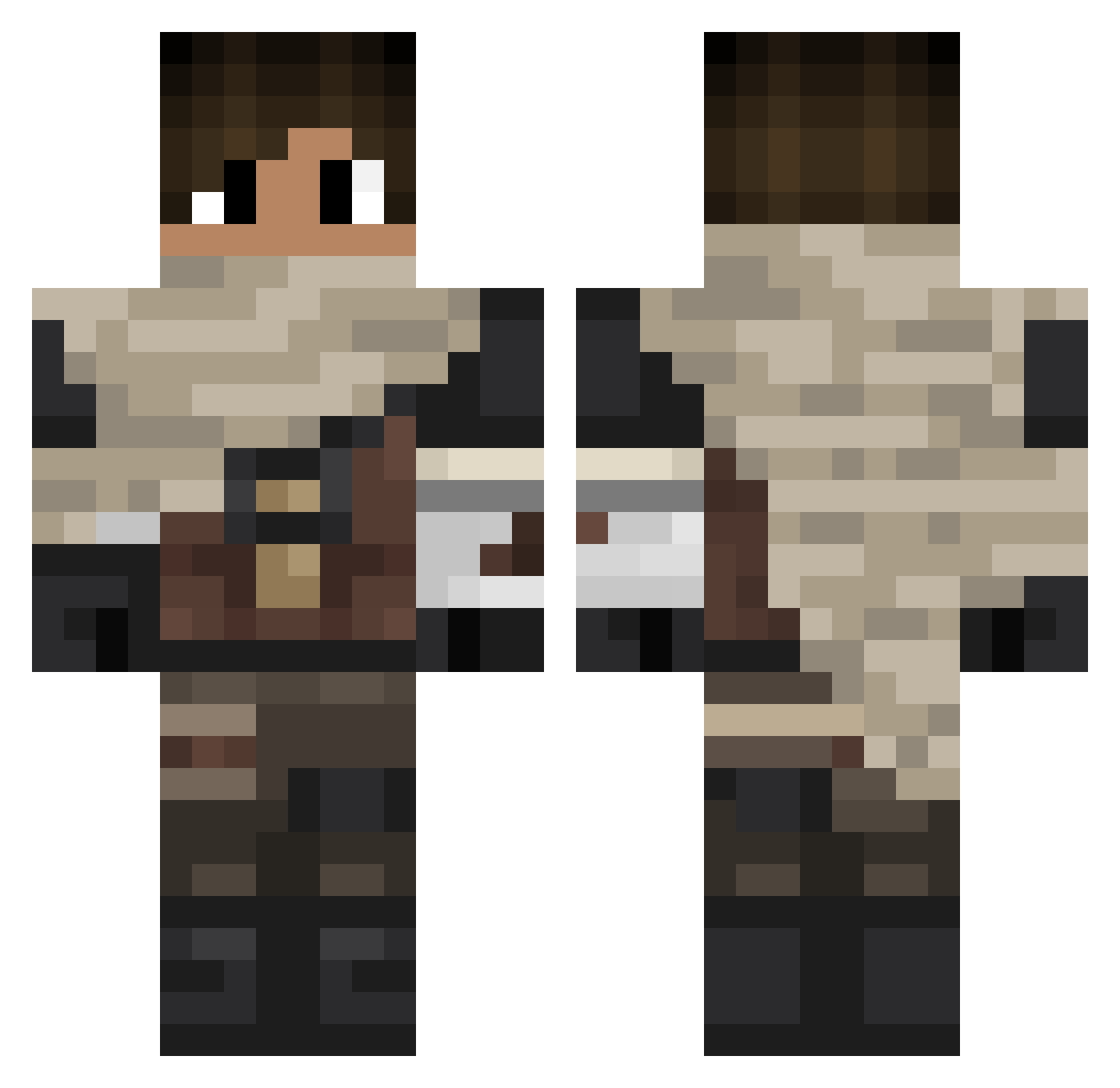 rasertin20 Minecraft skin, front and back view