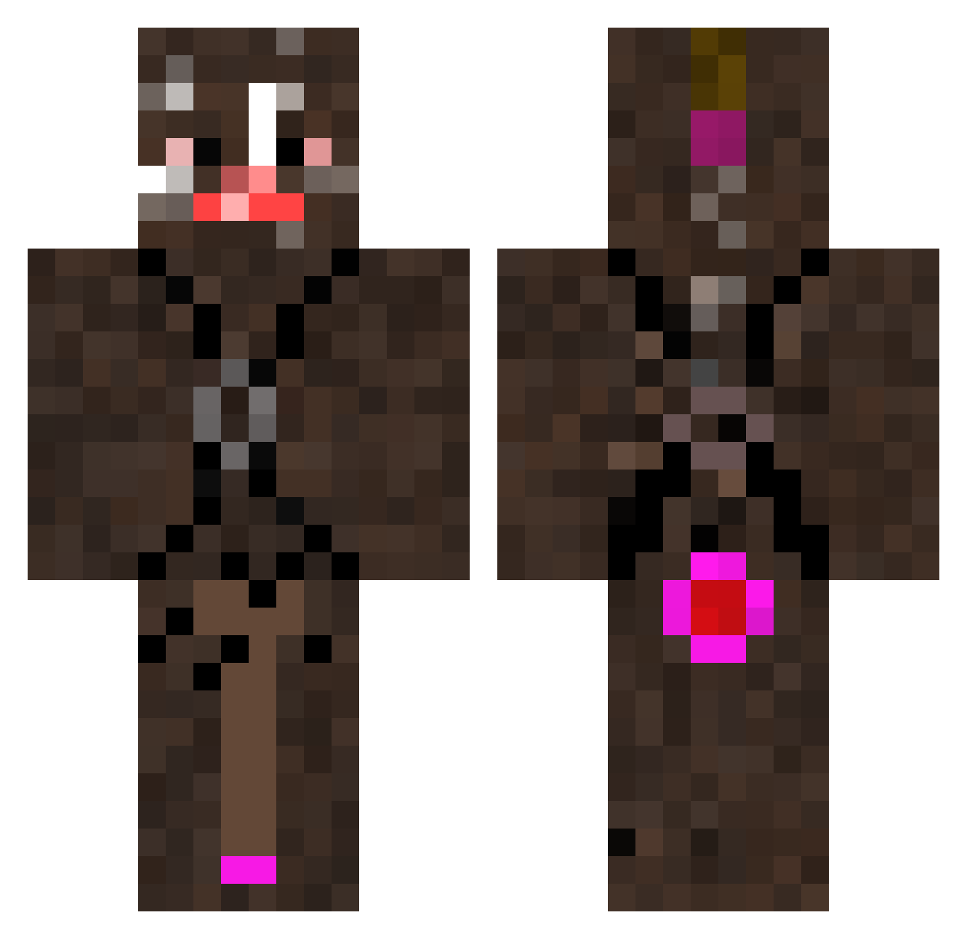 HipopoChums Minecraft skin, front and back view