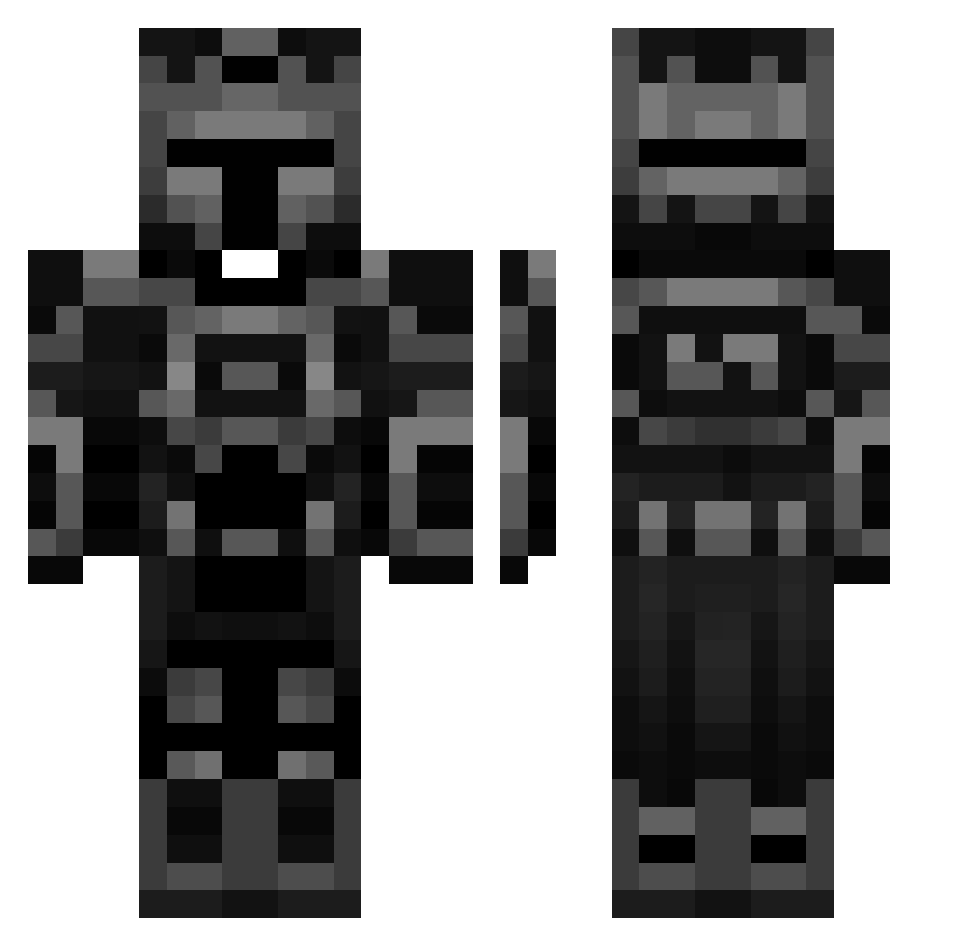 Plebtro Minecraft skin, front and back view