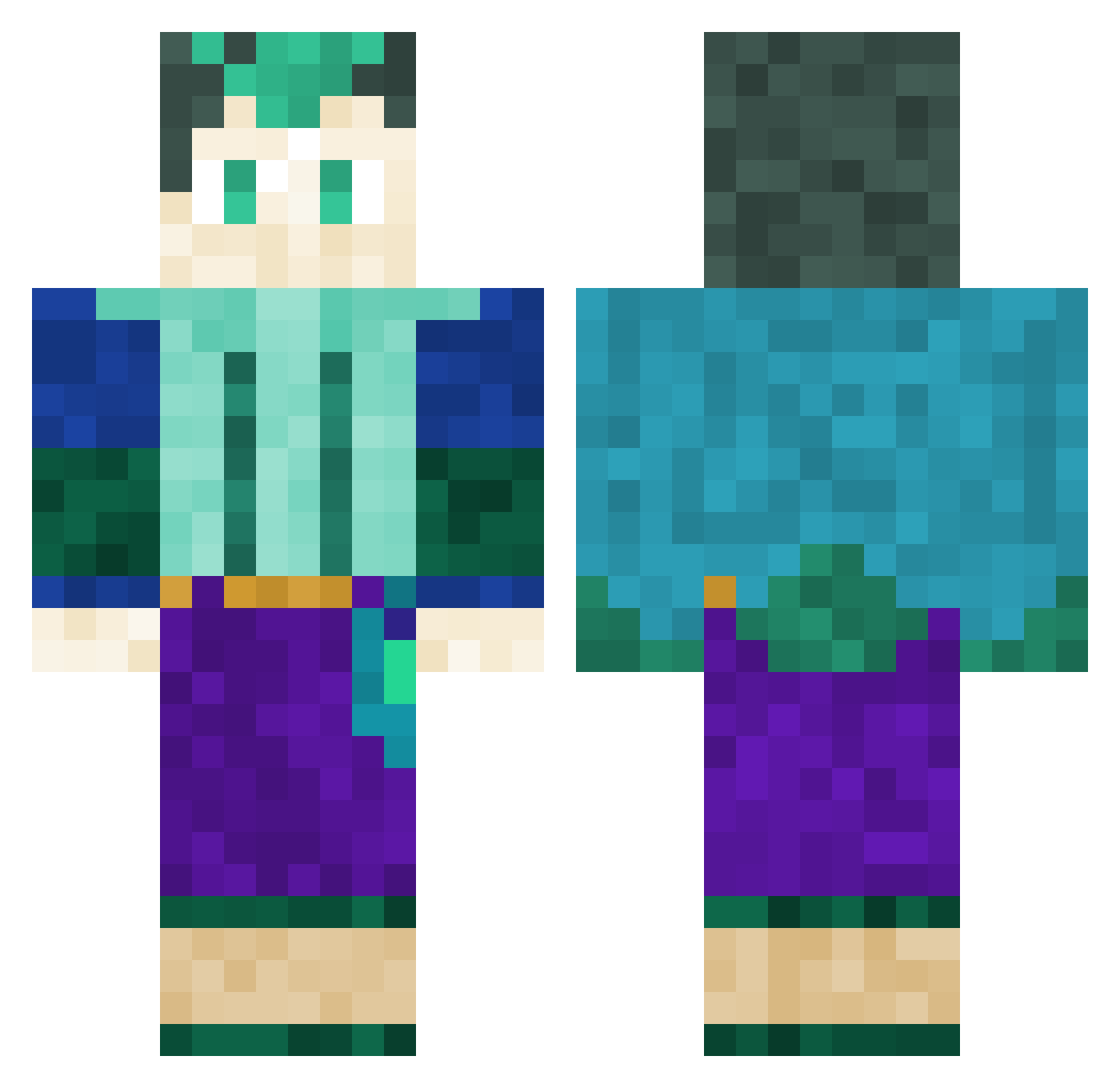 ProfessorX_ Minecraft skin, front and back view