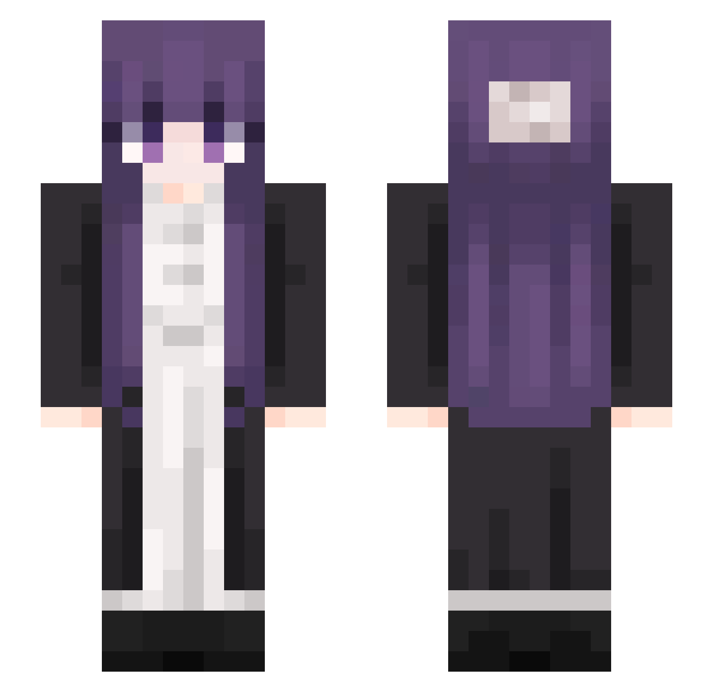 rvlh Minecraft skin, front and back view