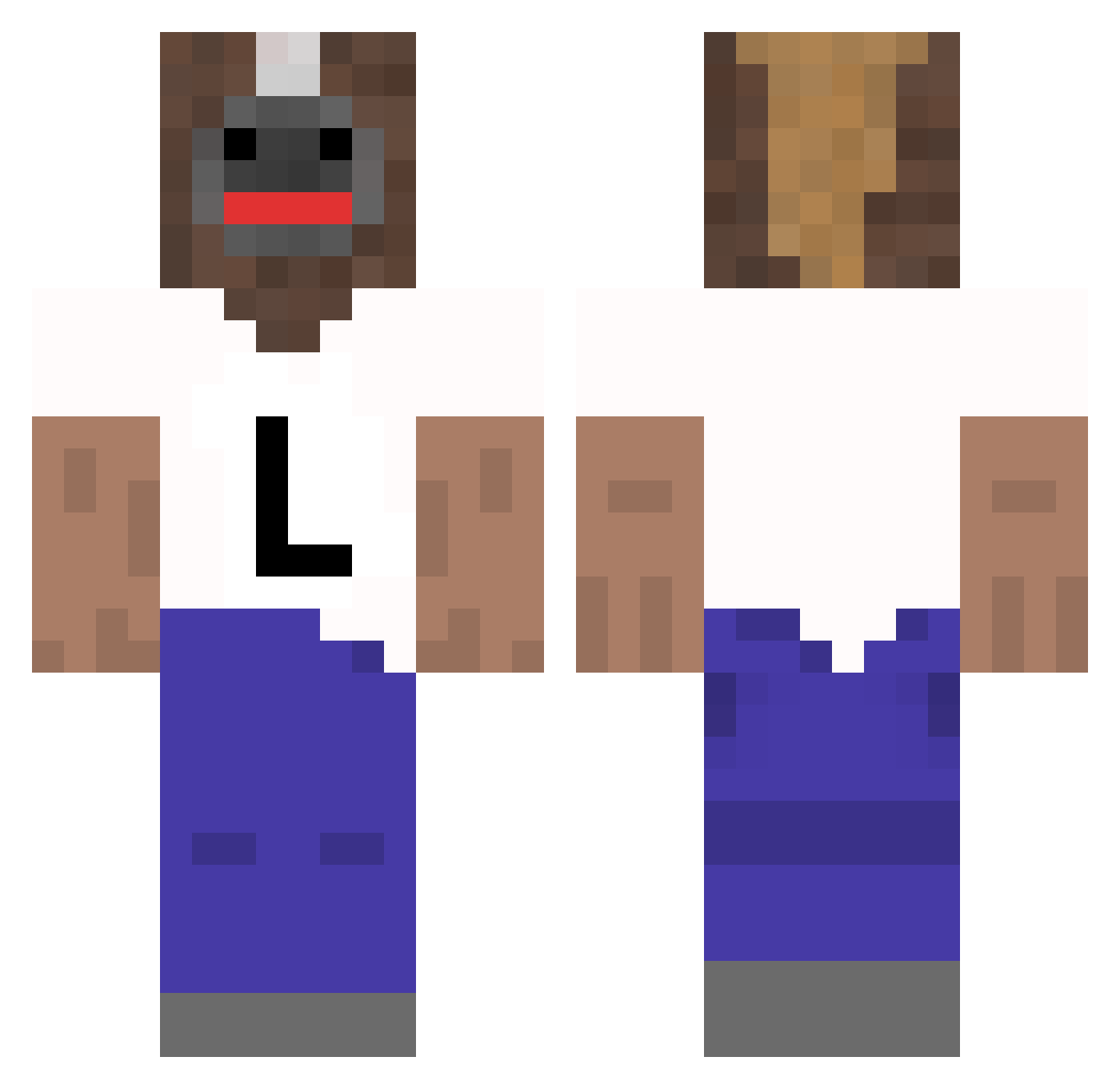 Slurs Minecraft skin, front and back view