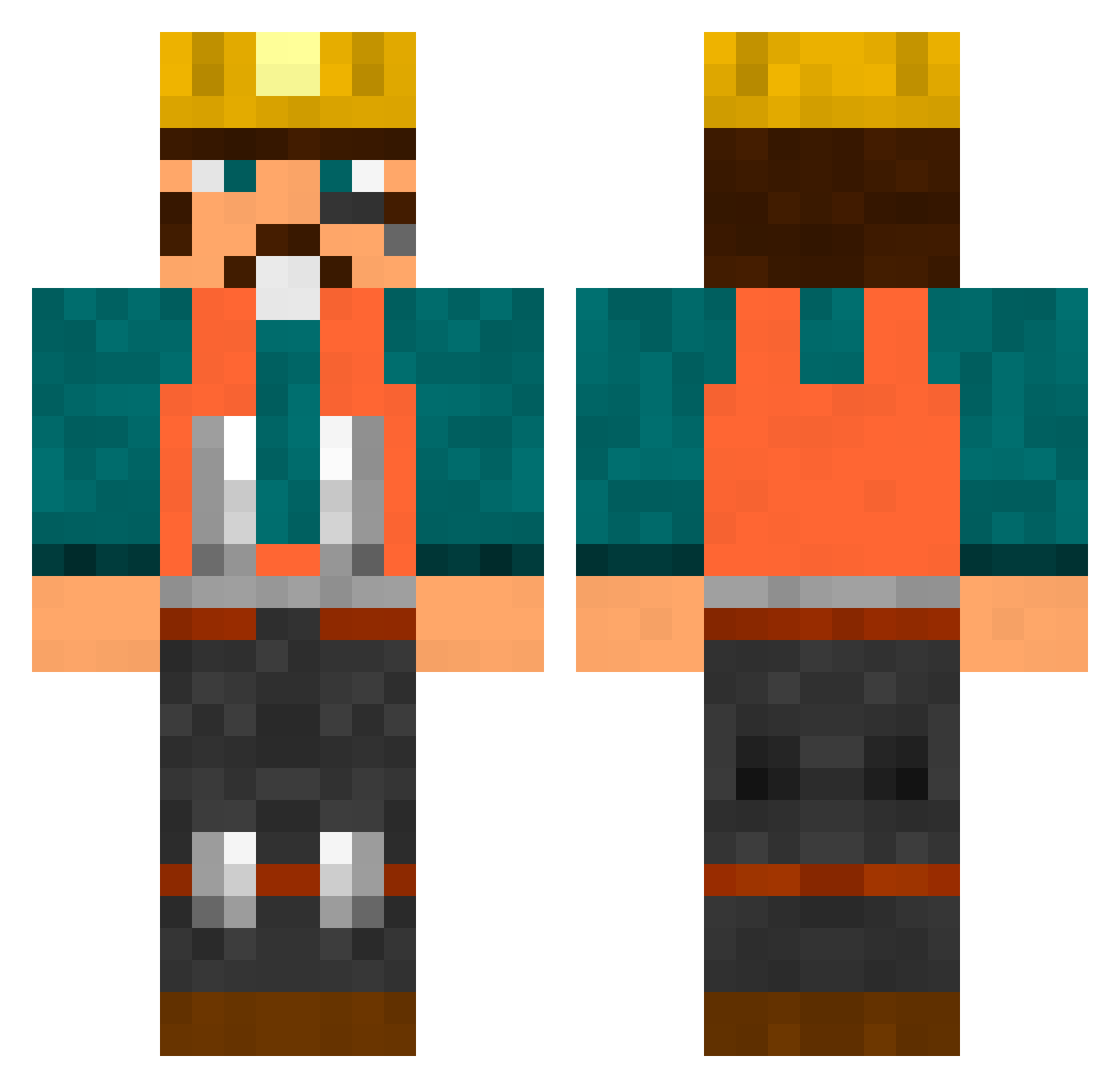 Trotteur Minecraft skin, front and back view