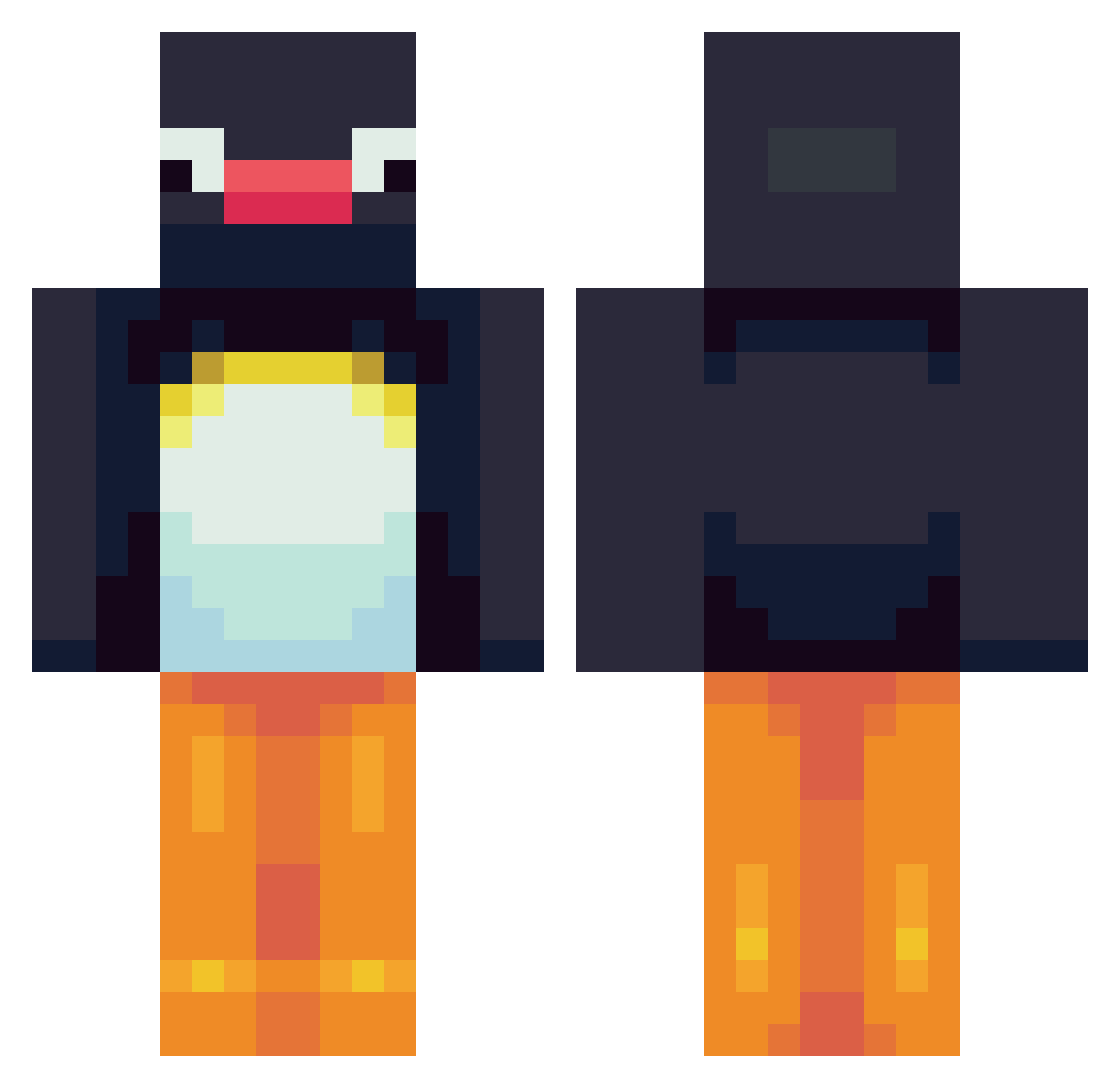PinguSpin Minecraft skin, front and back view