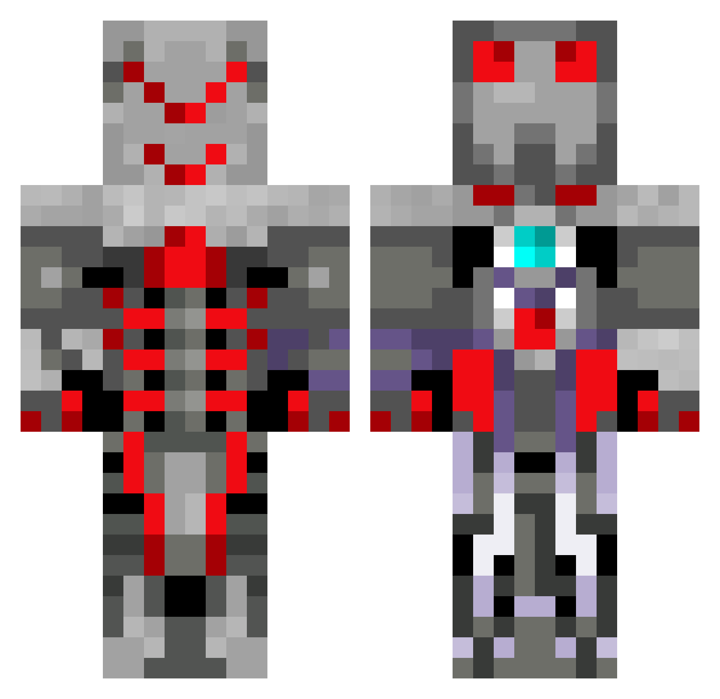 Koniets Minecraft skin, front and back view