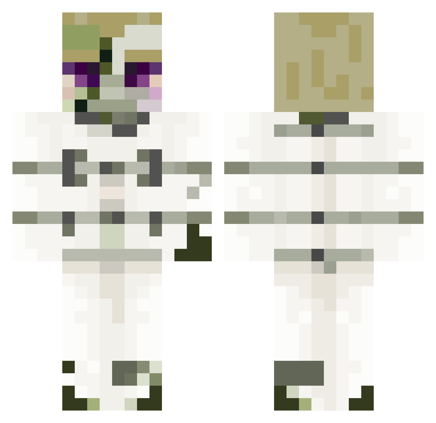 zombeep Minecraft skin, front and back view