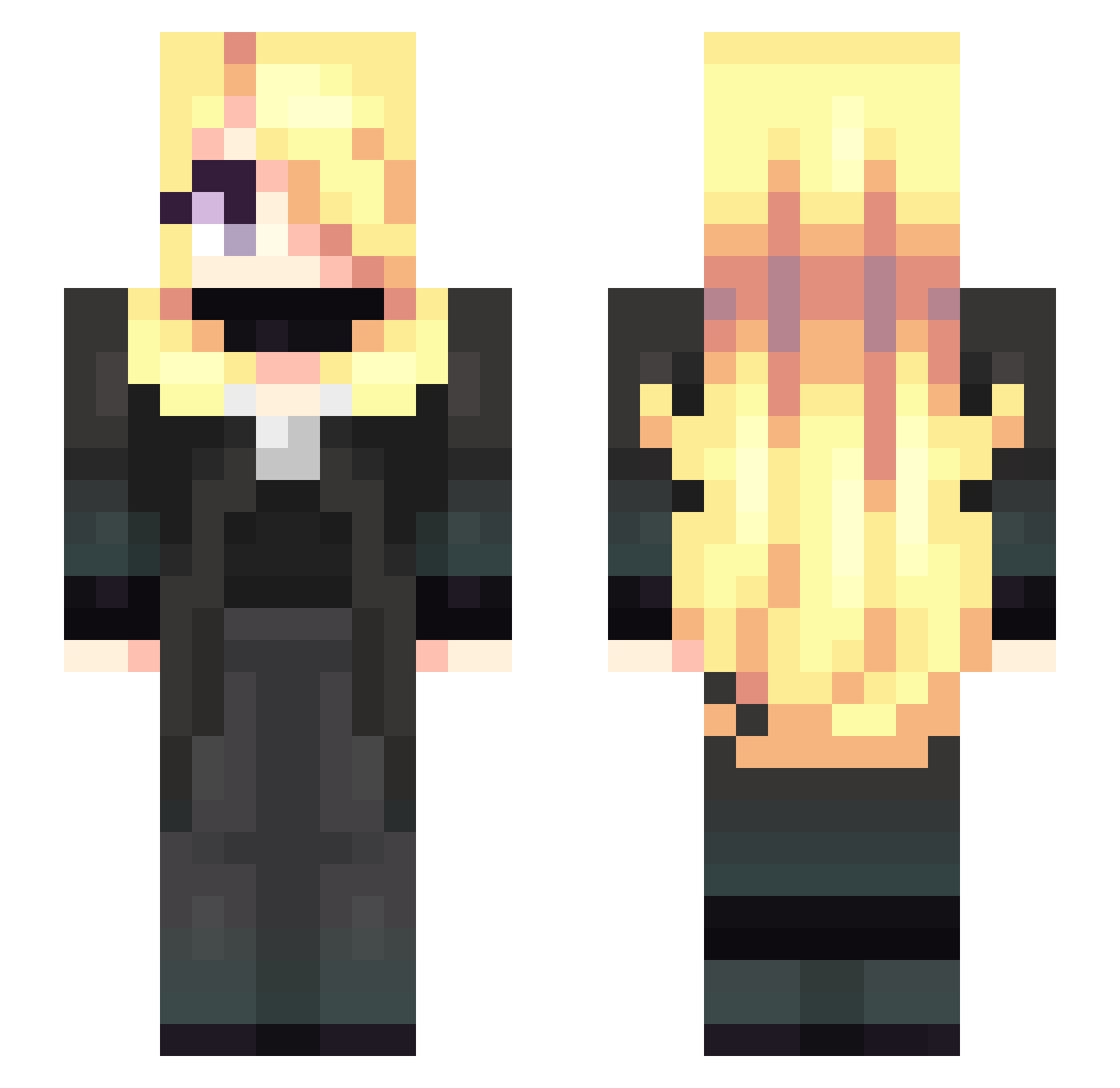 SrCroft Minecraft skin, front and back view