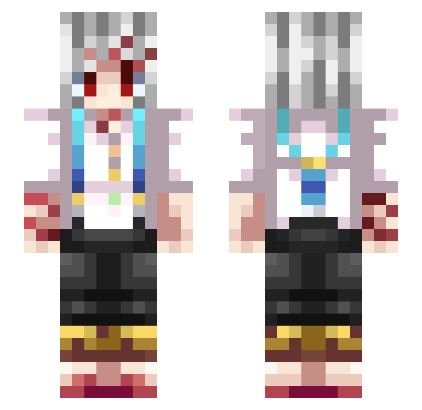 sharkpawsuu Minecraft skin, front and back view
