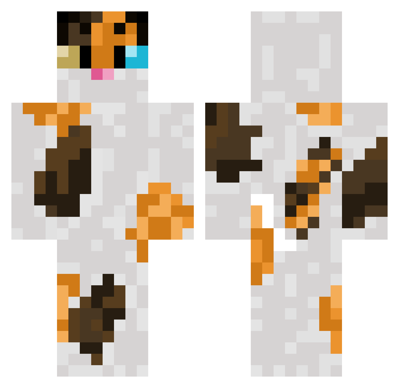 Boldine Minecraft skin, front and back view