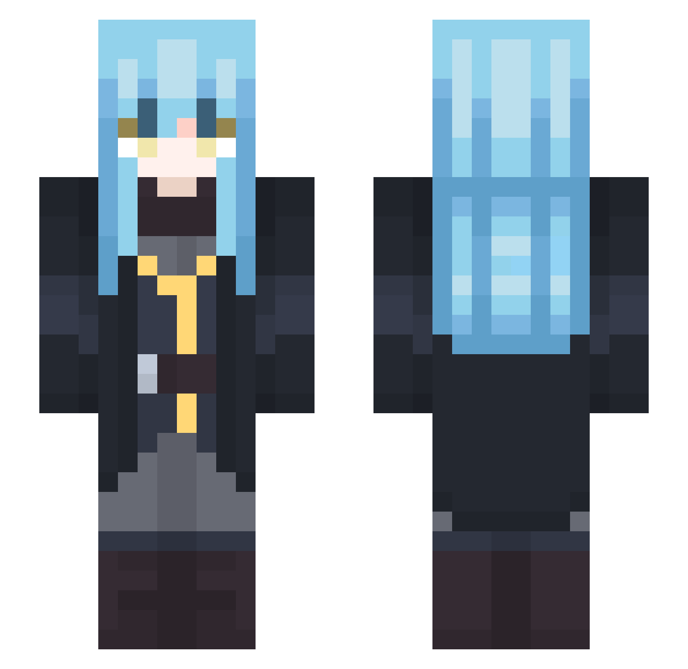 glasscage Minecraft skin, front and back view