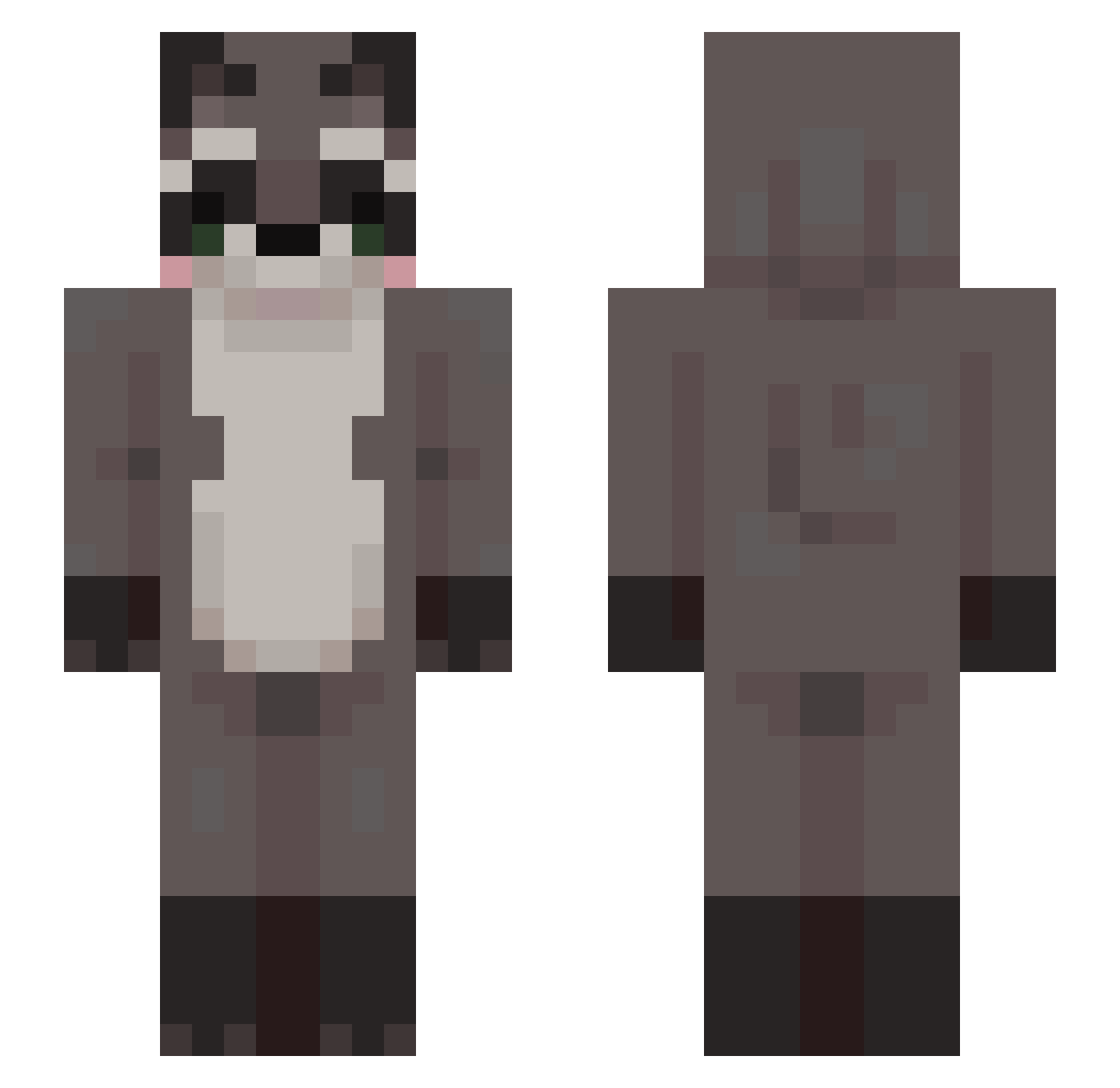 Alfrostt Minecraft skin, front and back view