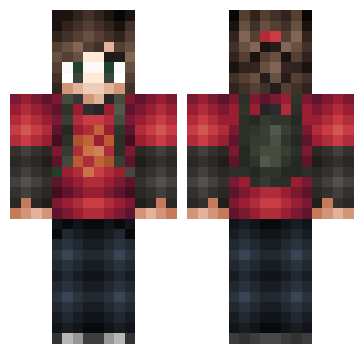 Fanatical Minecraft skin, front and back view