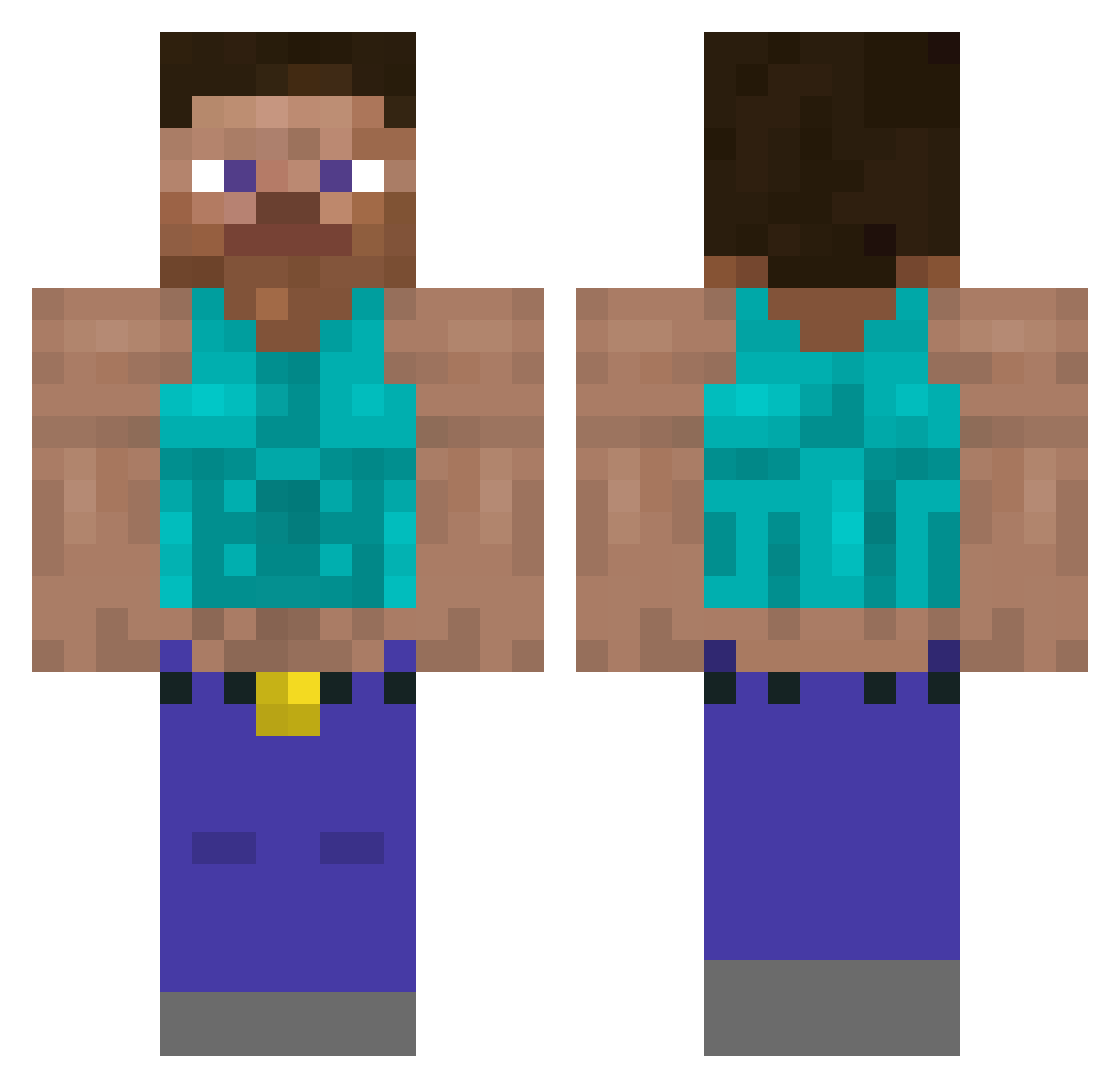 SLPTK Minecraft skin, front and back view