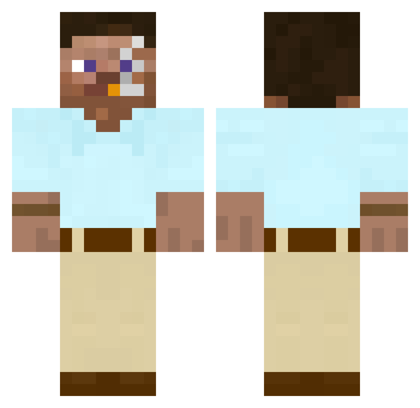 worchestire Minecraft skin, front and back view
