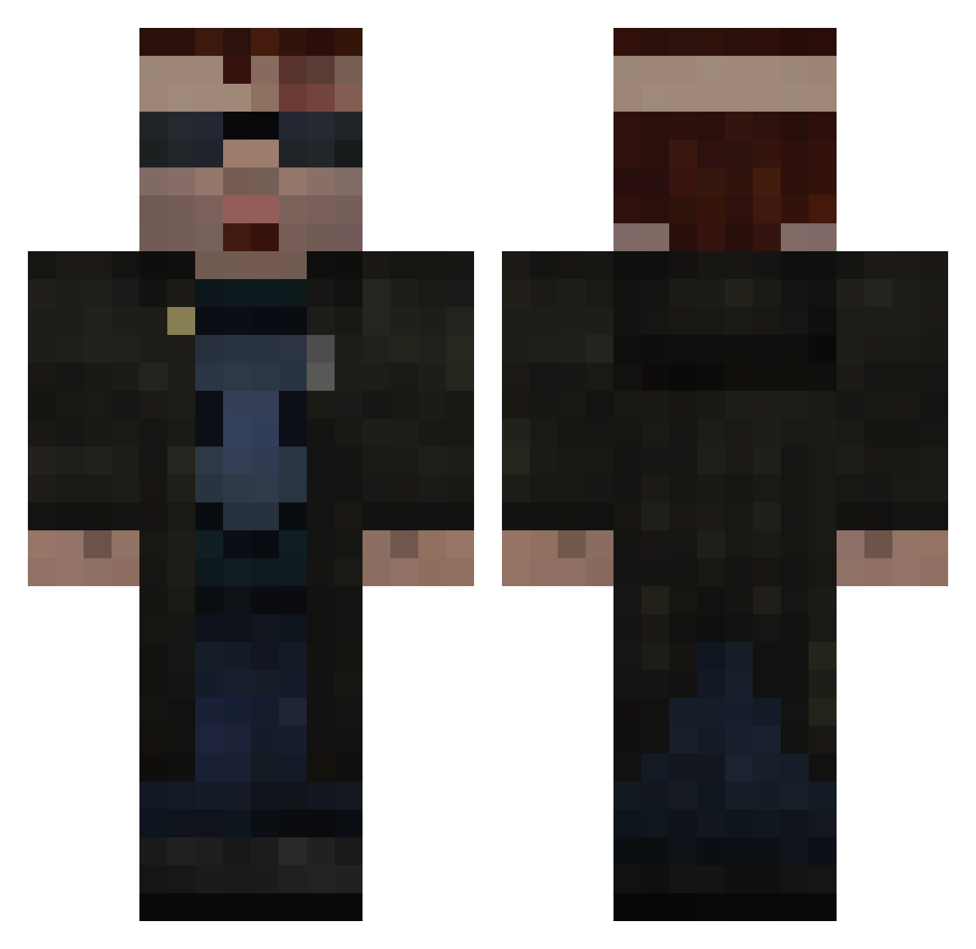 zulunet Minecraft skin, front and back view