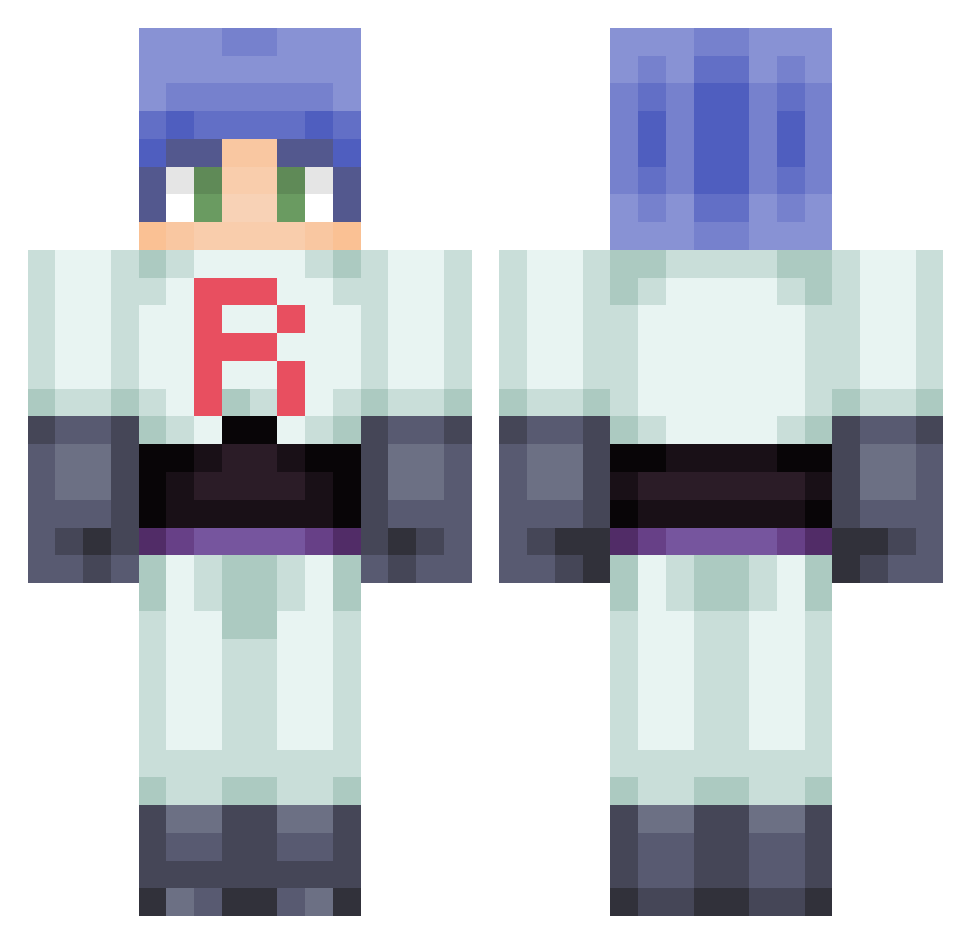 orbwhisper Minecraft skin, front and back view