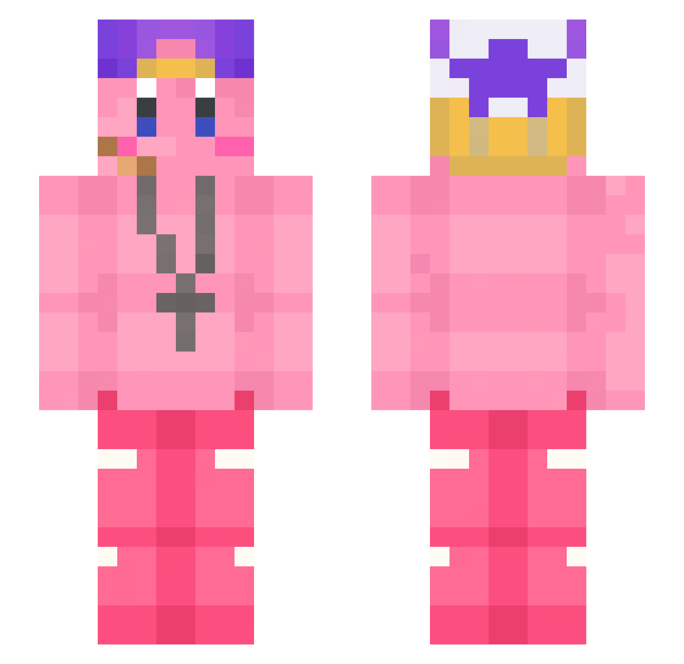 cruciified Minecraft skin, front and back view