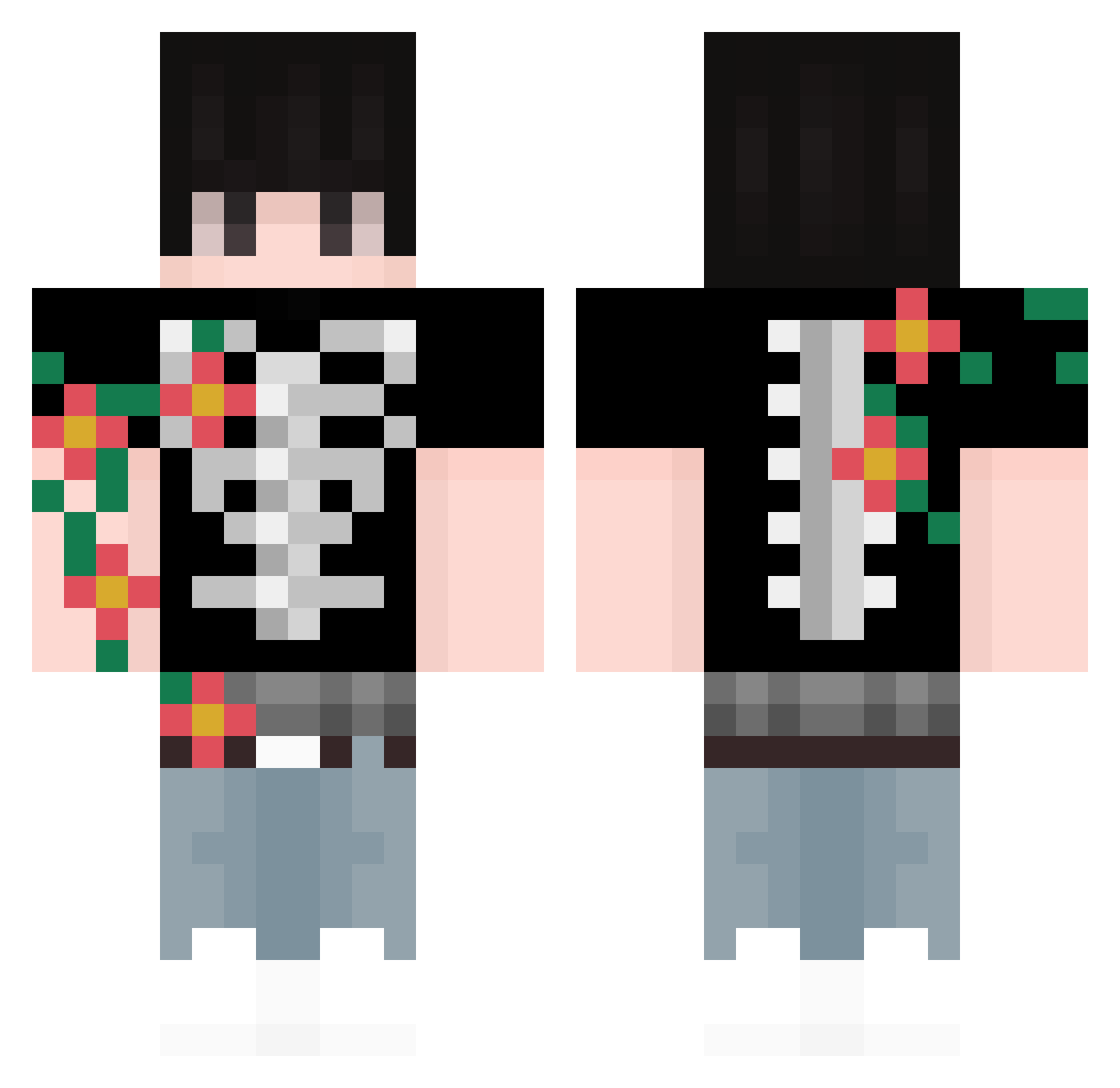 Peed Minecraft skin, front and back view