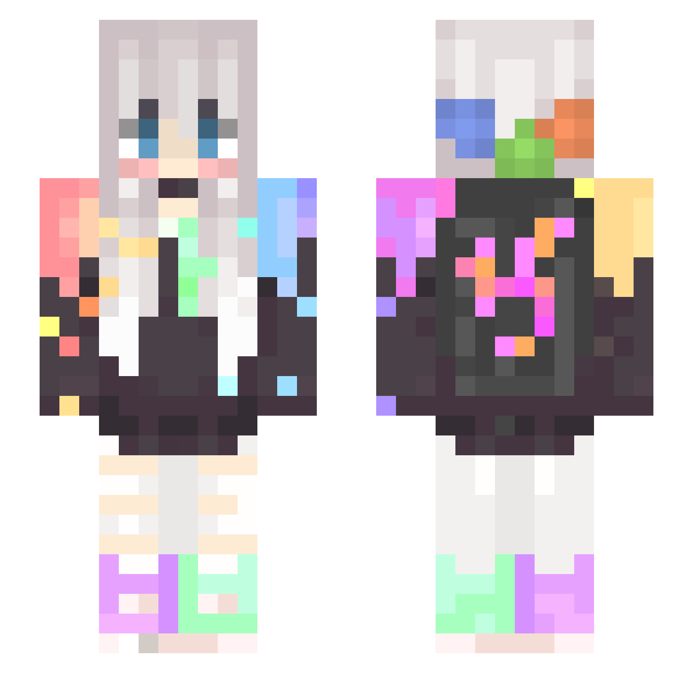 Vxnessaa Minecraft skin, front and back view