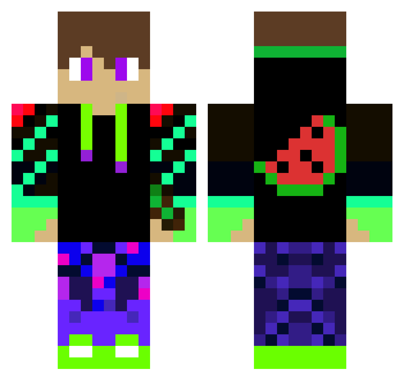 KrisSaftig Minecraft skin, front and back view