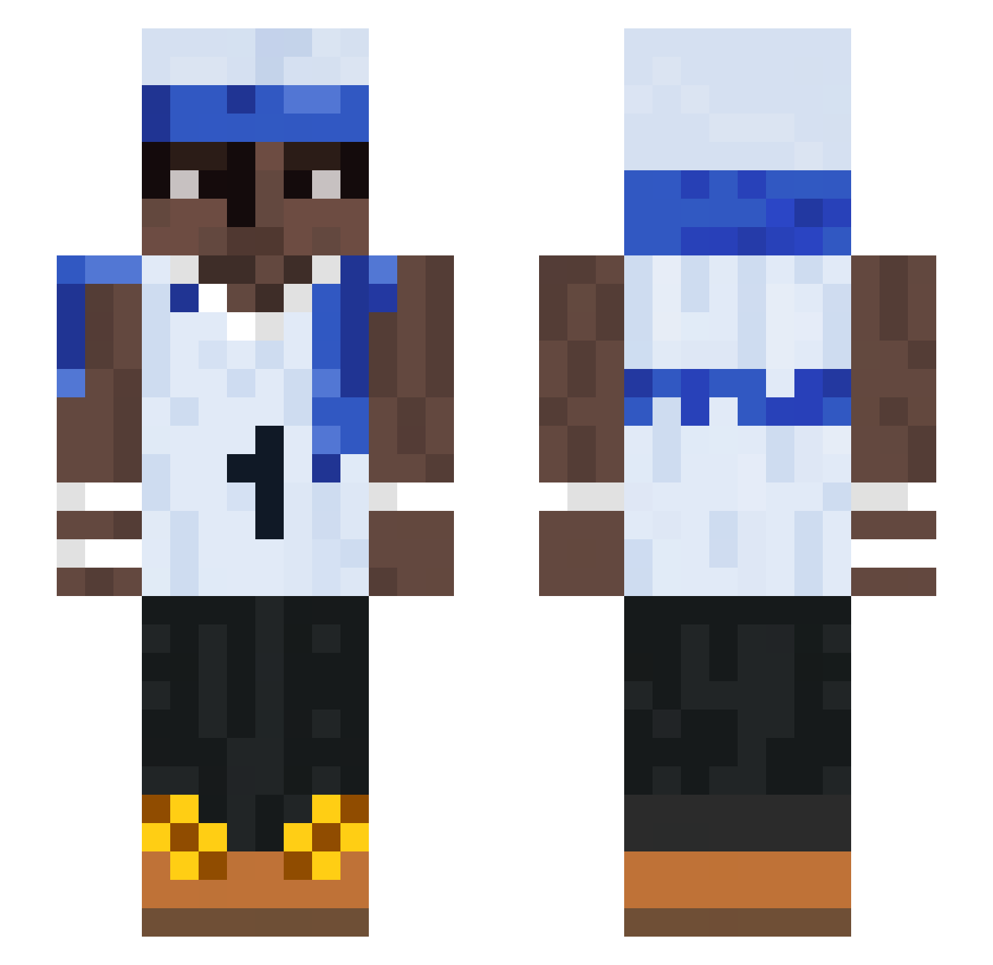 Enrypted Minecraft skin, front and back view