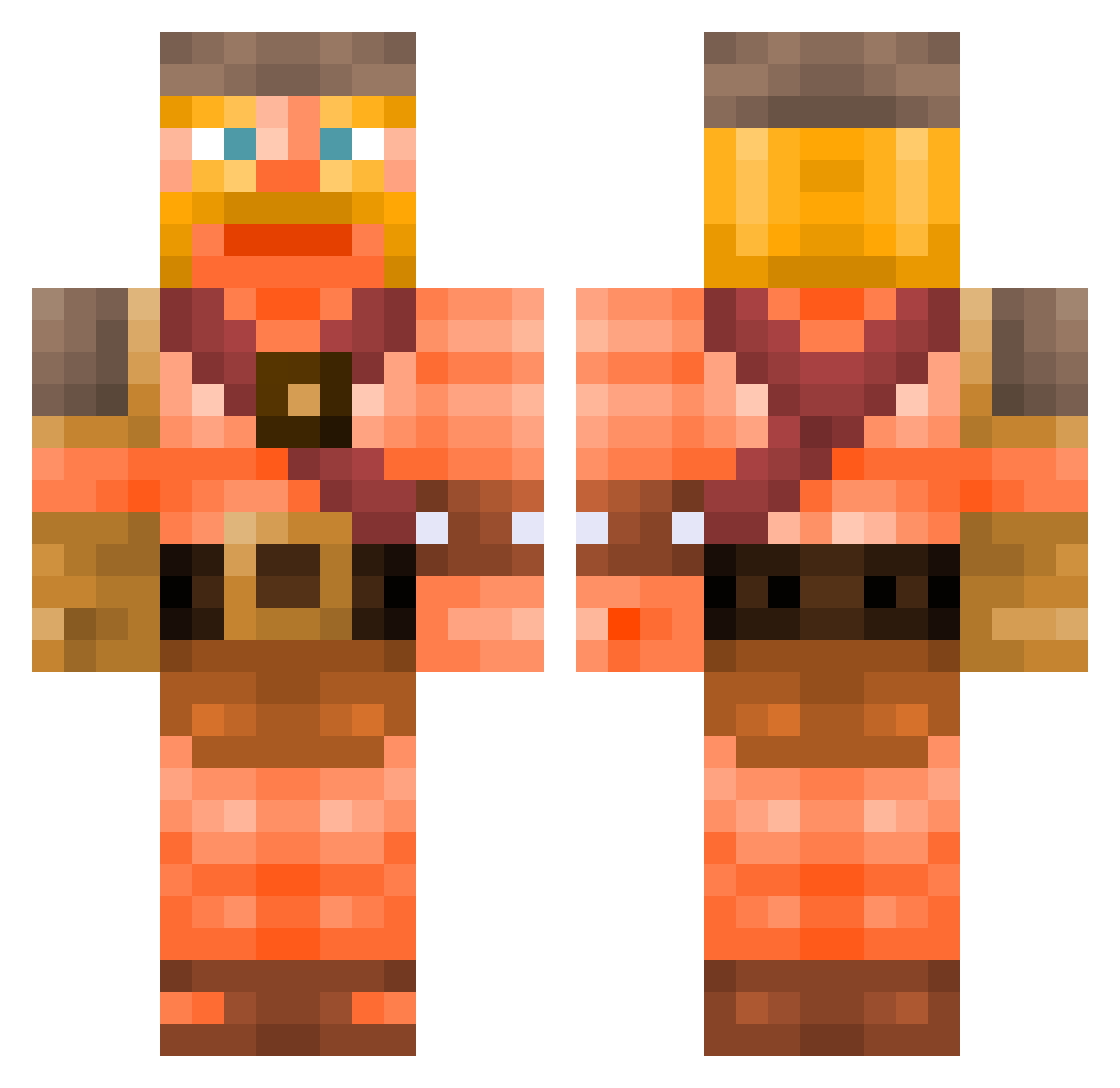ImNotSkibidisaur Minecraft skin, front and back view