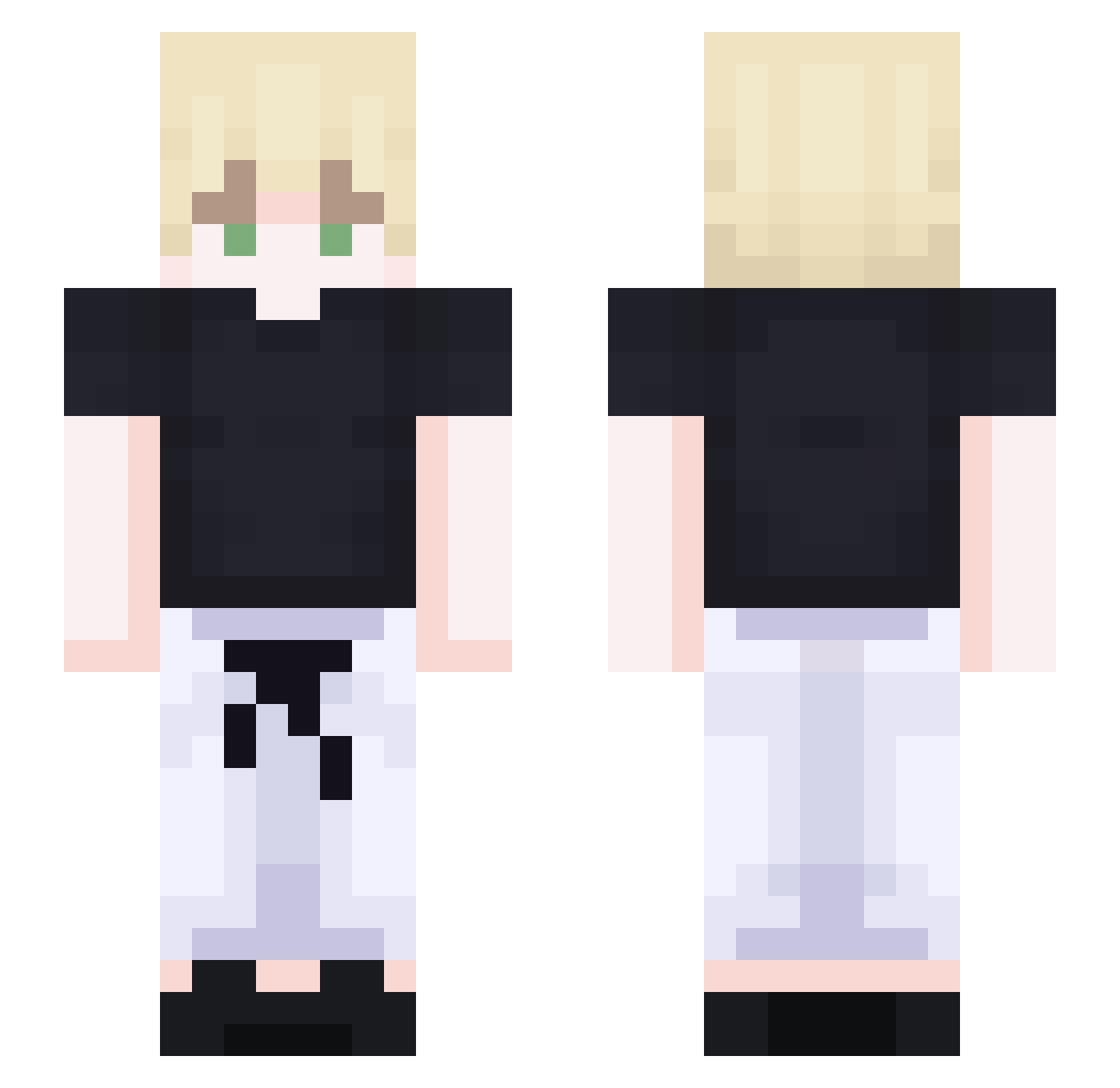 Playdaugh Minecraft skin, front and back view