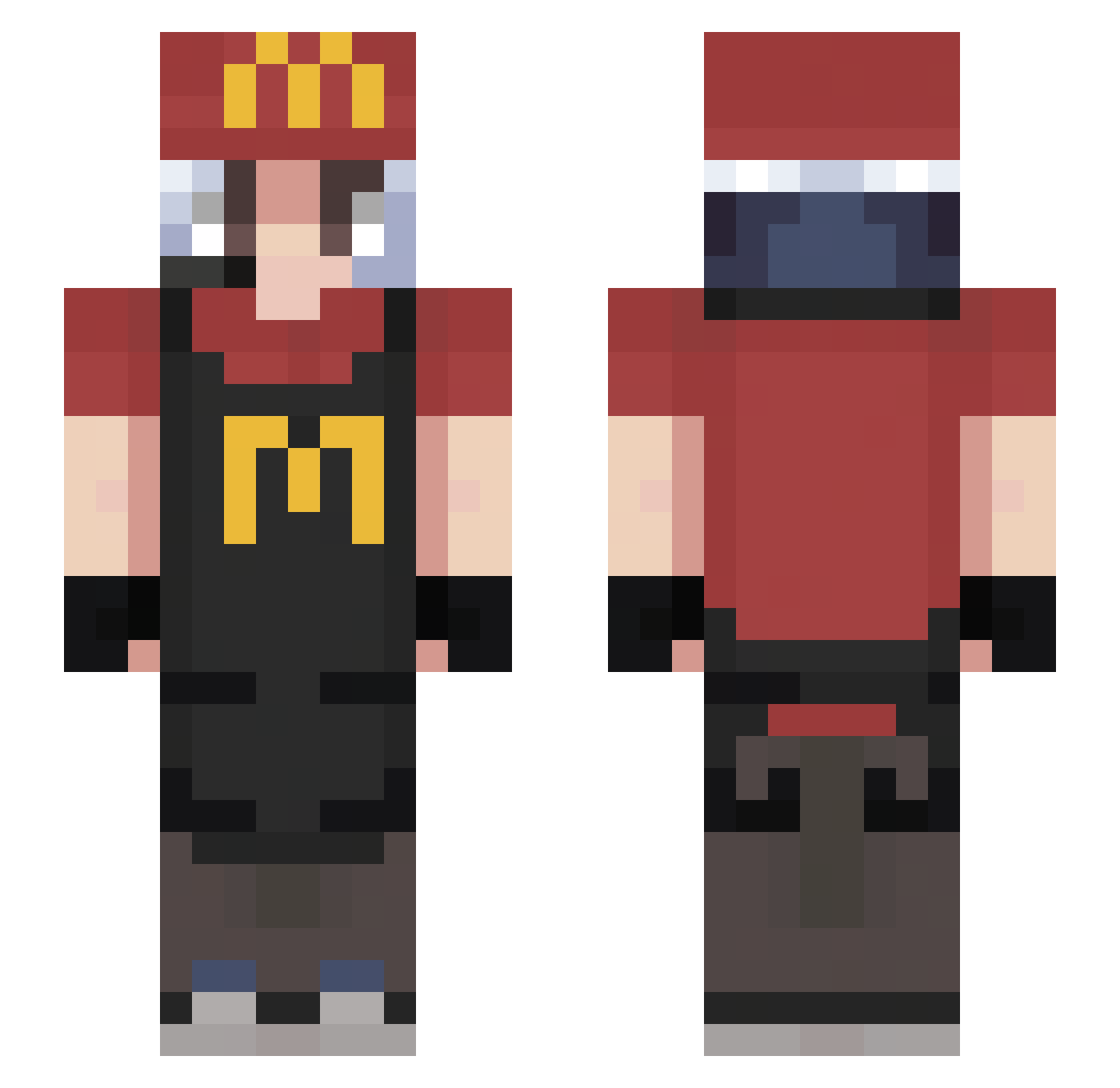 criminalmasters Minecraft skin, front and back view
