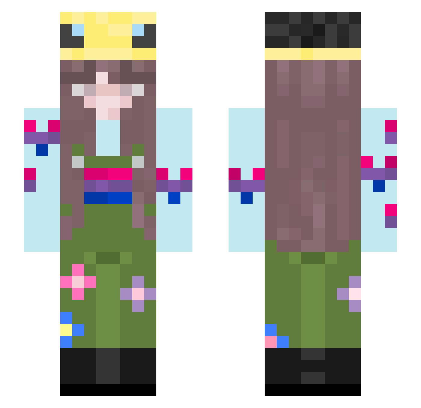 stinibini Minecraft skin, front and back view