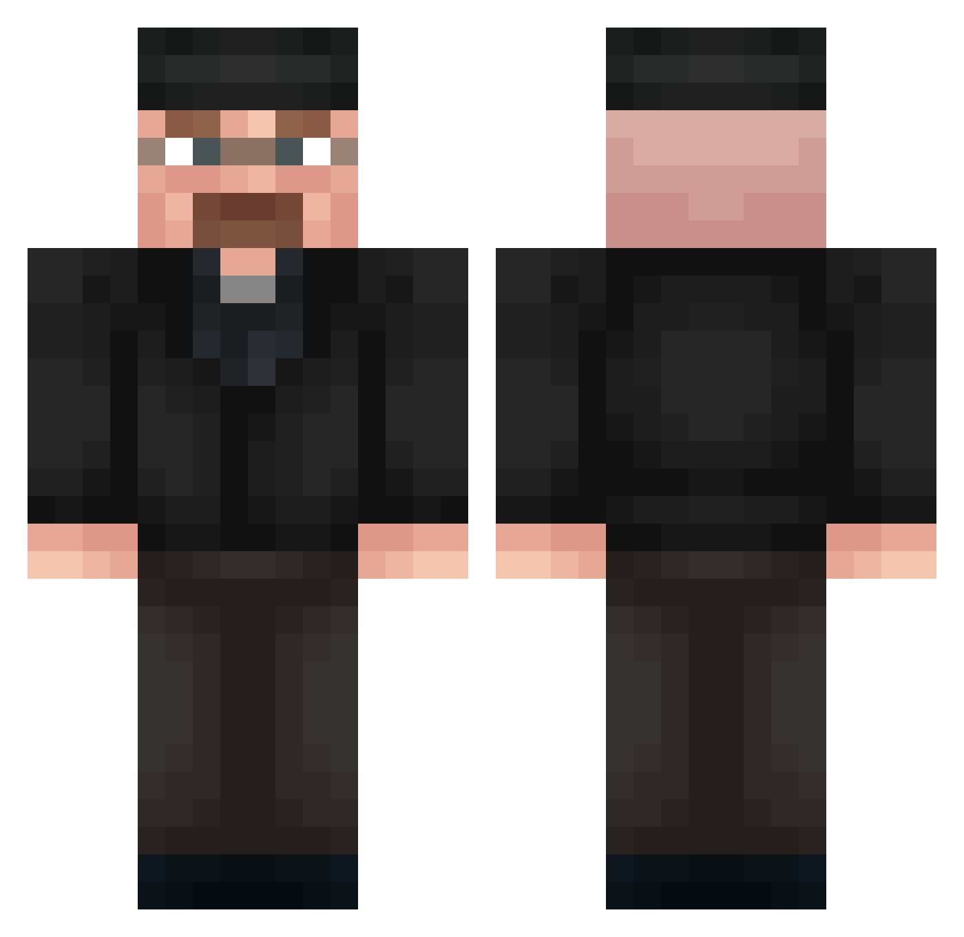 v87yy Minecraft skin, front and back view