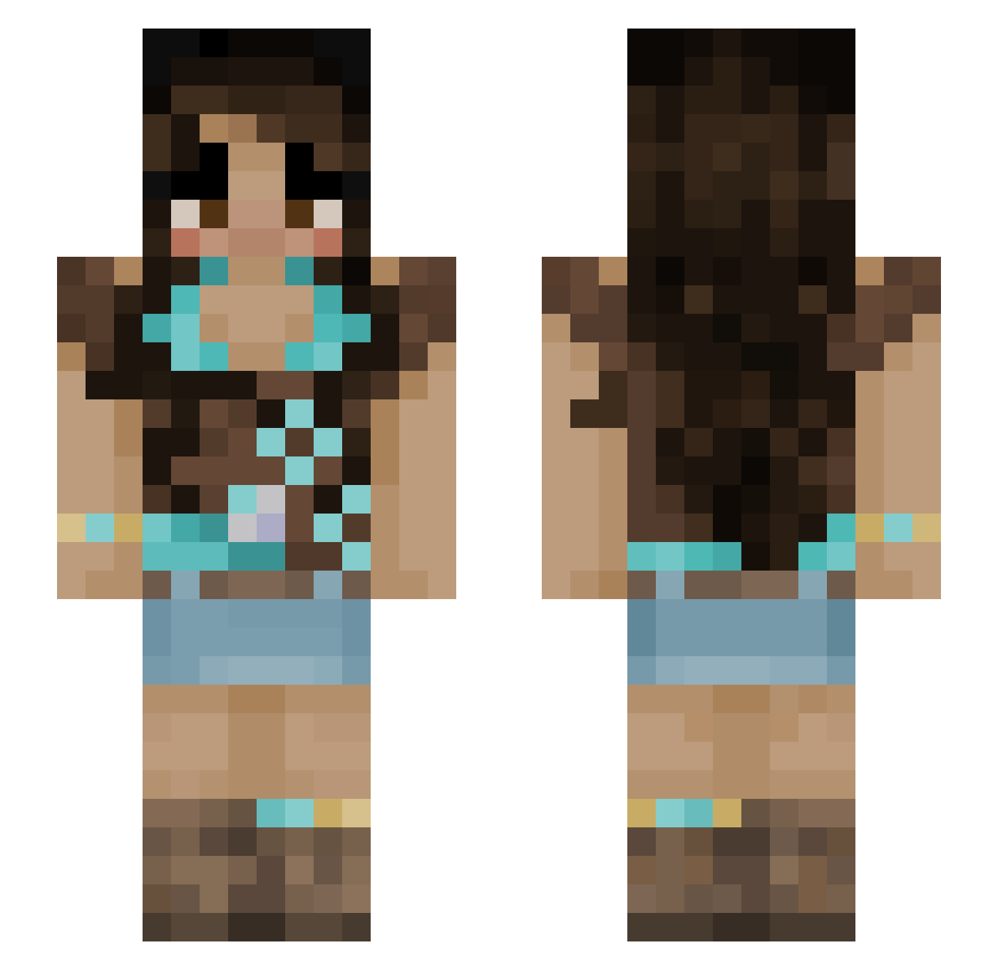 Theriacc Minecraft skin, front and back view