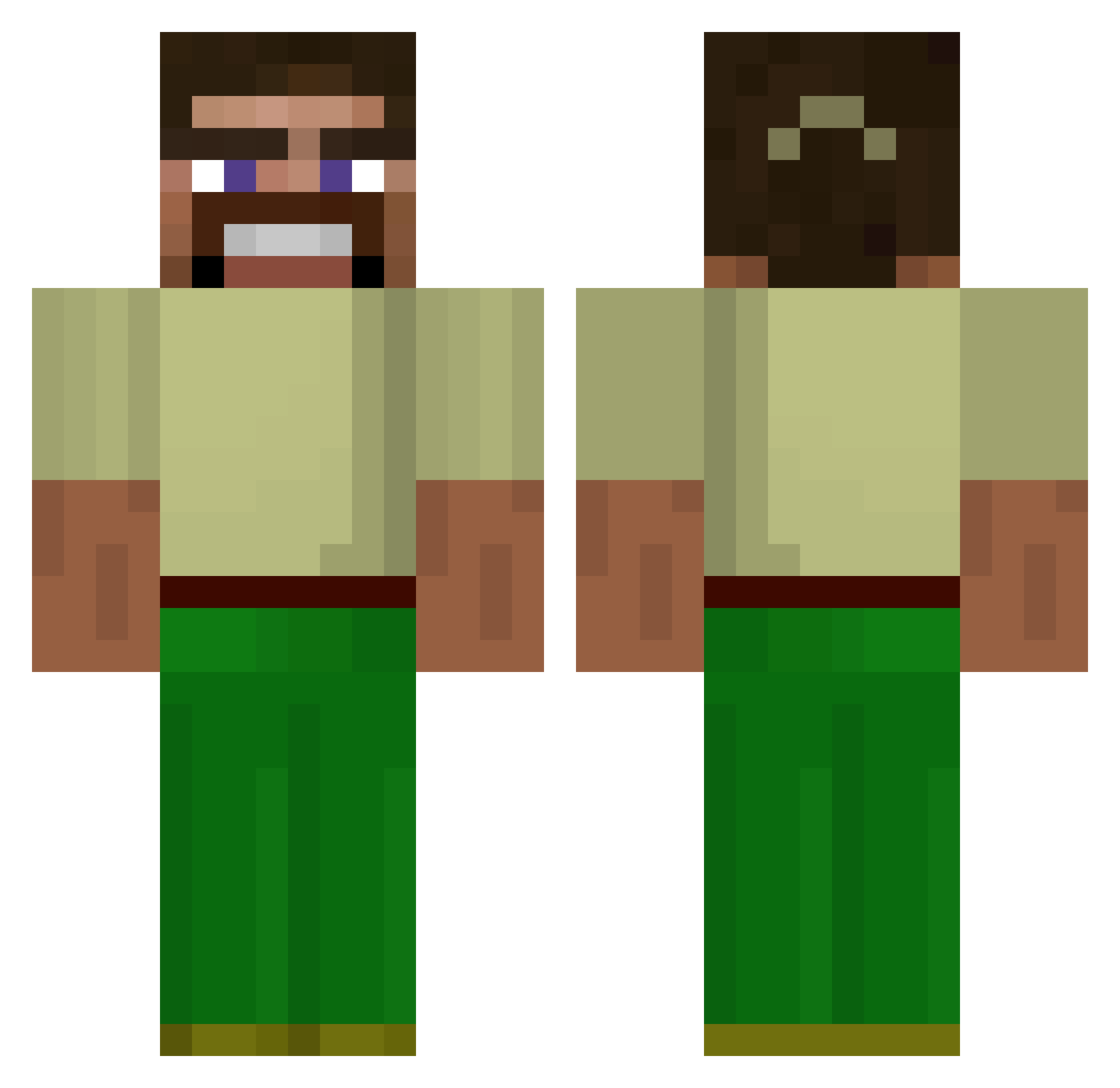 STEAMROLLER Minecraft skin, front and back view