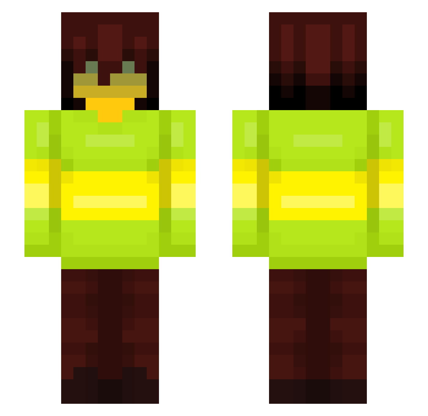 Vexelatory Minecraft skin, front and back view