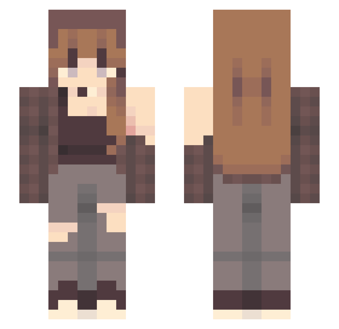Trebuh69 Minecraft skin, front and back view