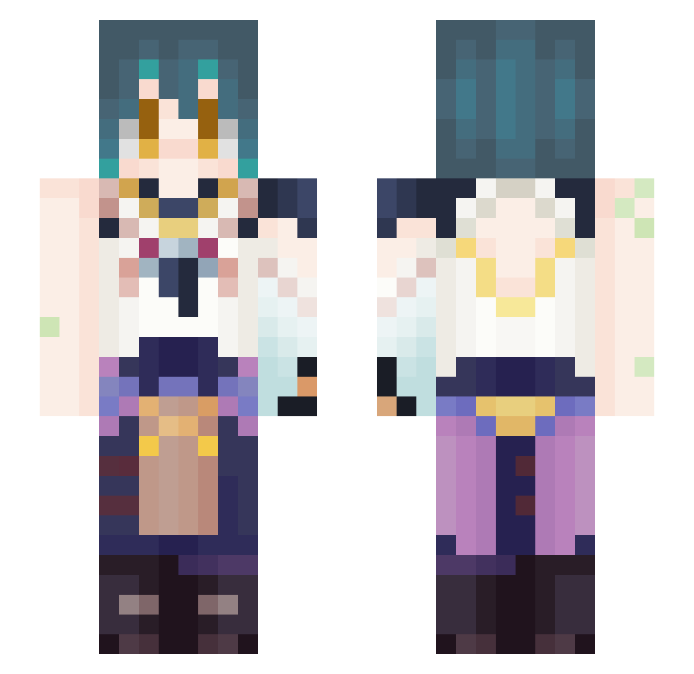Aokejin Minecraft skin, front and back view