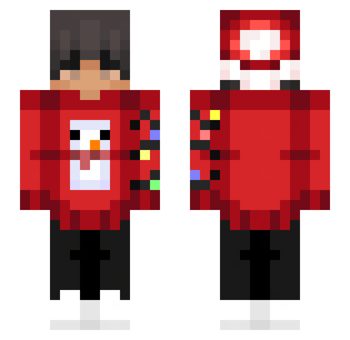 flexin34bands Minecraft skin, front and back view