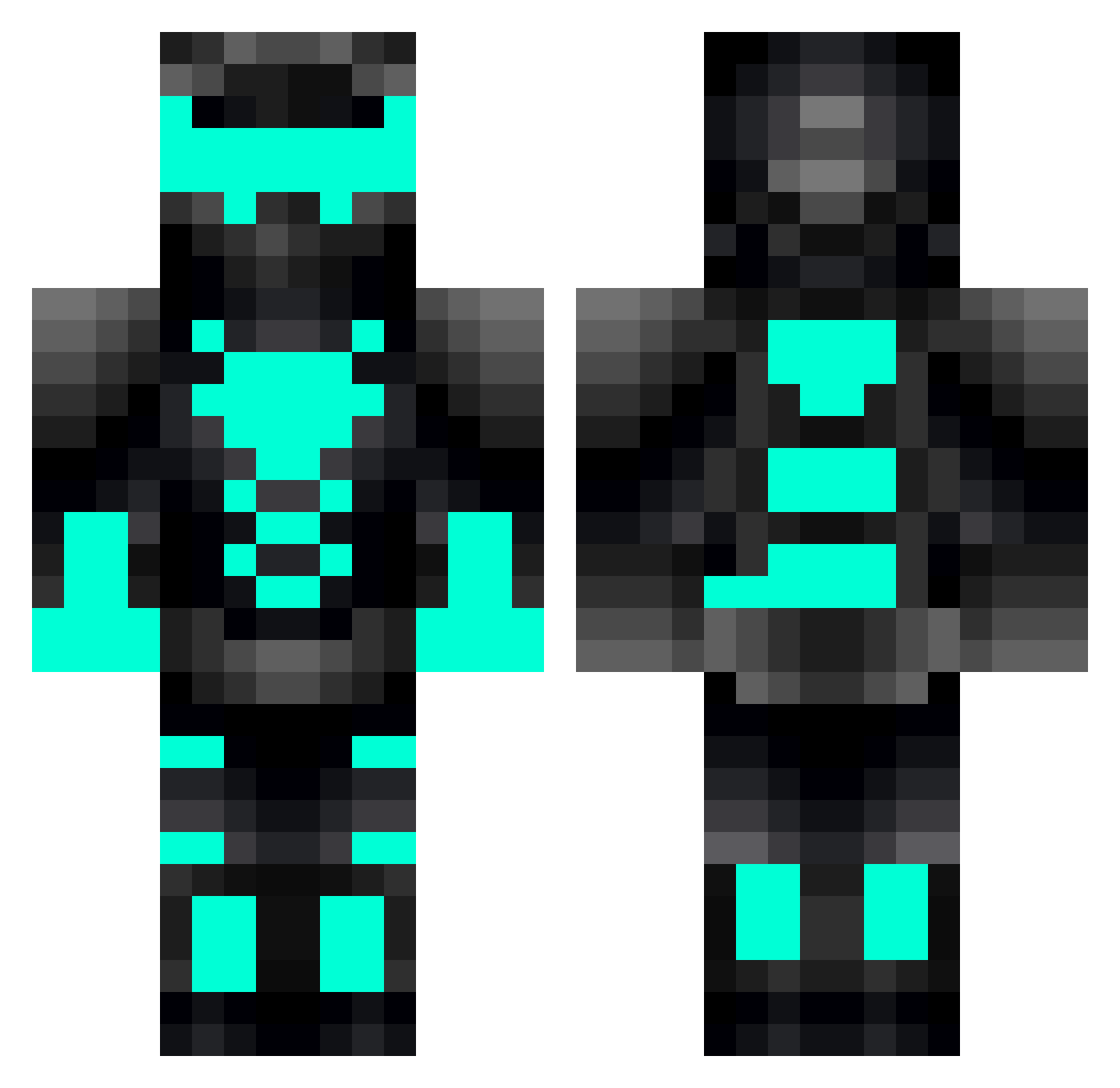 paintrix Minecraft skin, front and back view